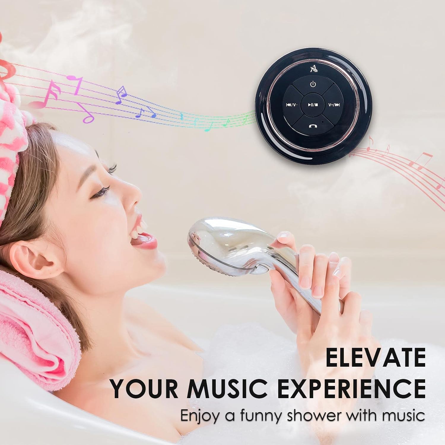 XLEADER, Upgraded, Pro Shower Speaker, Certified IPX7 Waterproof Bluetooth Speaker, with Suction Cup, Silicone Lanyard, 8W Crystal Sound&Rich Bass