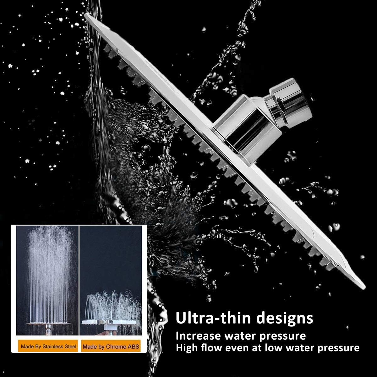 NearMoon Rain Shower Head, Ultra-Thin Design-Pressure Boosting, Awesome Some Experience, High Flow Stainless Steel Rainfall Head (10 Inch