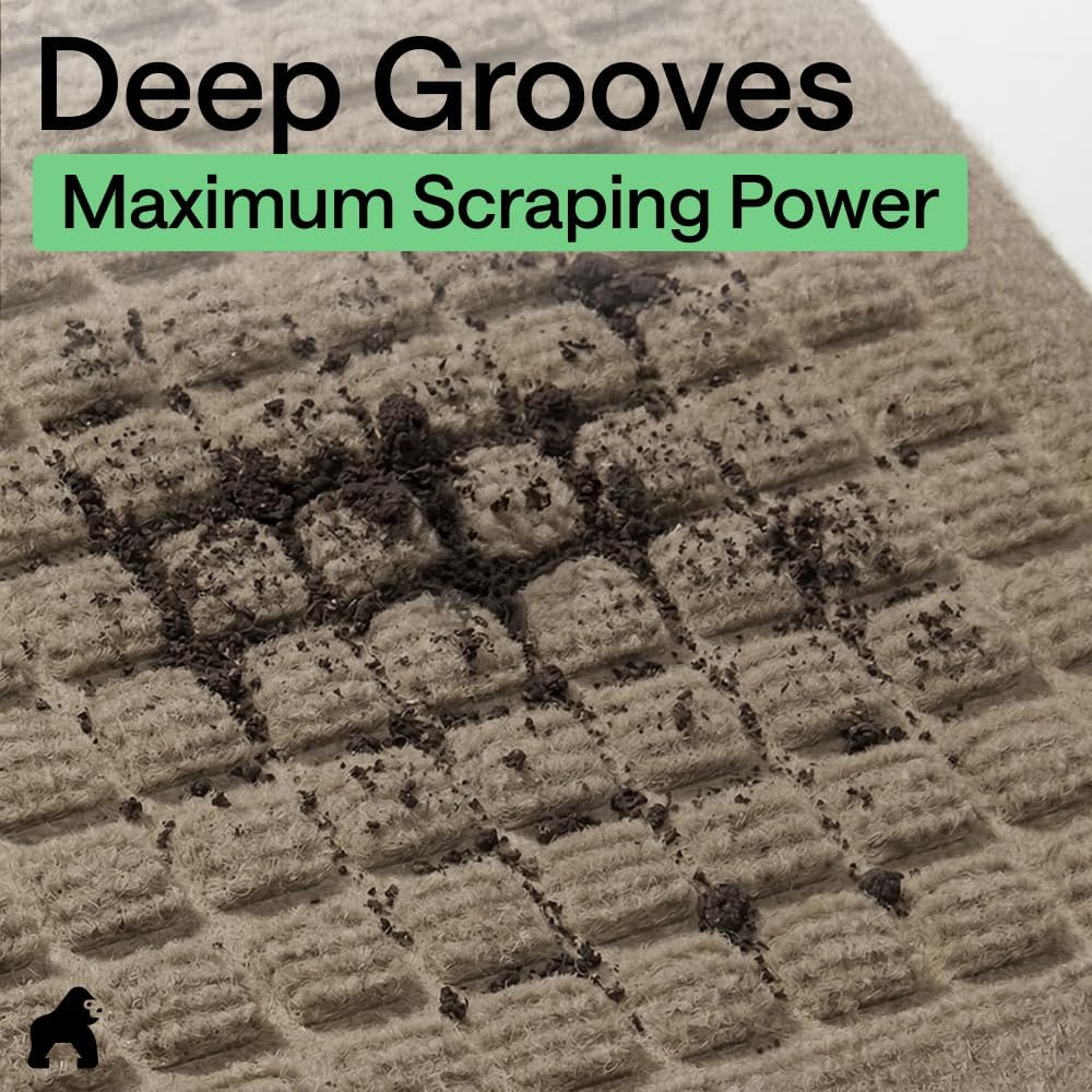 GORILLA GRIP® HydroABSORB Door Mat for Indoor Outdoor Use, 29x17 Black