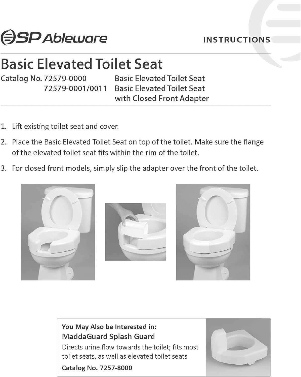 SP 3 Inch Extender Booster Elevated Raised Toilet Seat Risers for Seniors Adults Elderly Handicap Disabled Fits Most Standard and Elongated Toilets