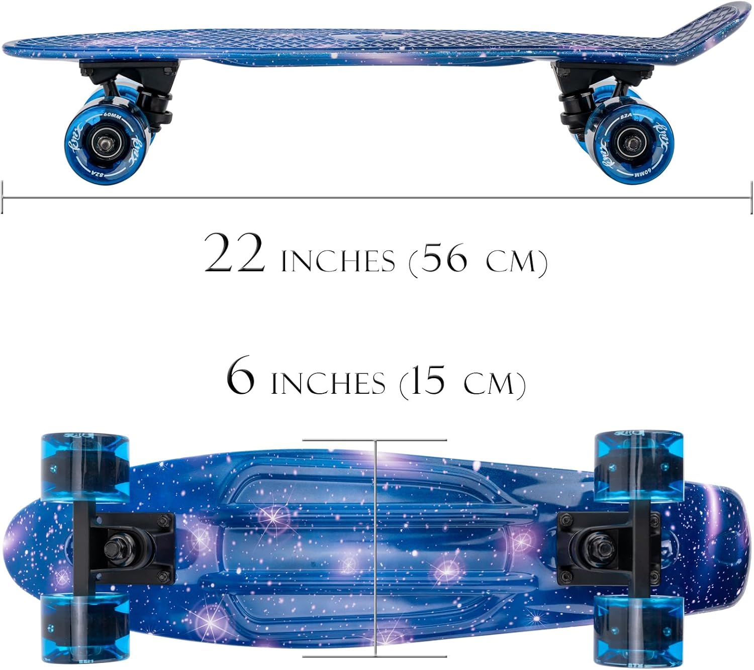 KMX Classic Retro Mini Cruiser Skateboard for Kids, Teens, Adults