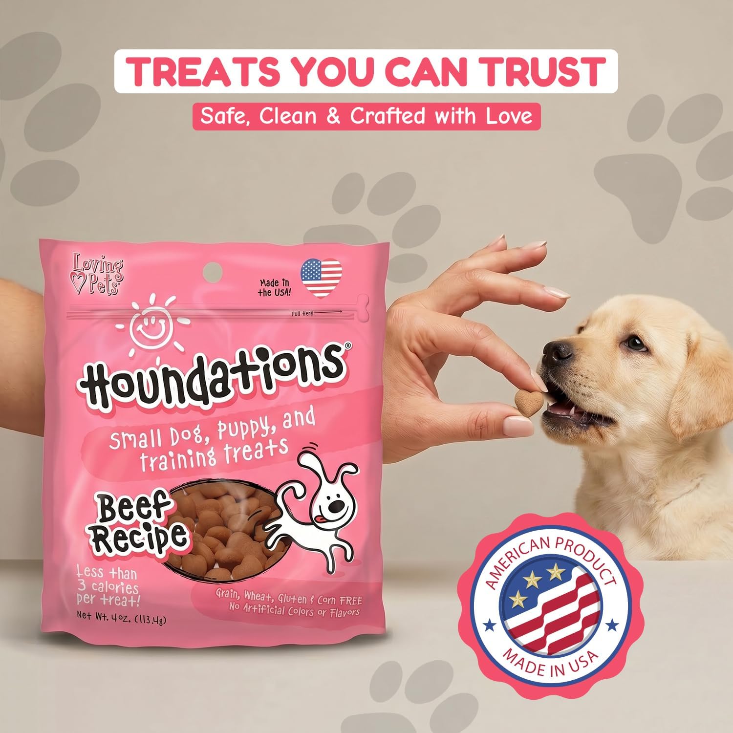 Loving Pets Houndations Chicken Dog Training Treats | All Natural | 2.6 Calories Per Treat | Grain-Free, Wheat-Free, Gluten-Free & Corn-Free | for Small Dogs & Puppies, 4 oz