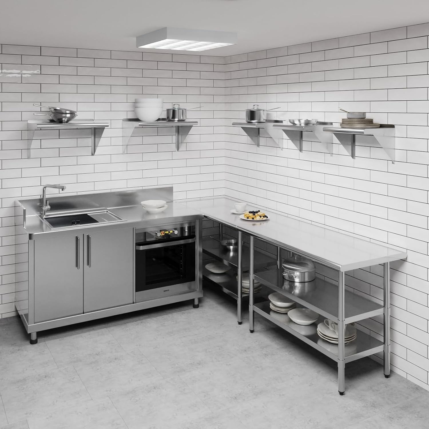 AmGood 24" Long X 18" Deep Stainless Steel Wall Shelf | NSF Certified | Appliance & Equipment Metal Shelving | Kitchen, Restaurant, Garage, Laundry, Utility Room
