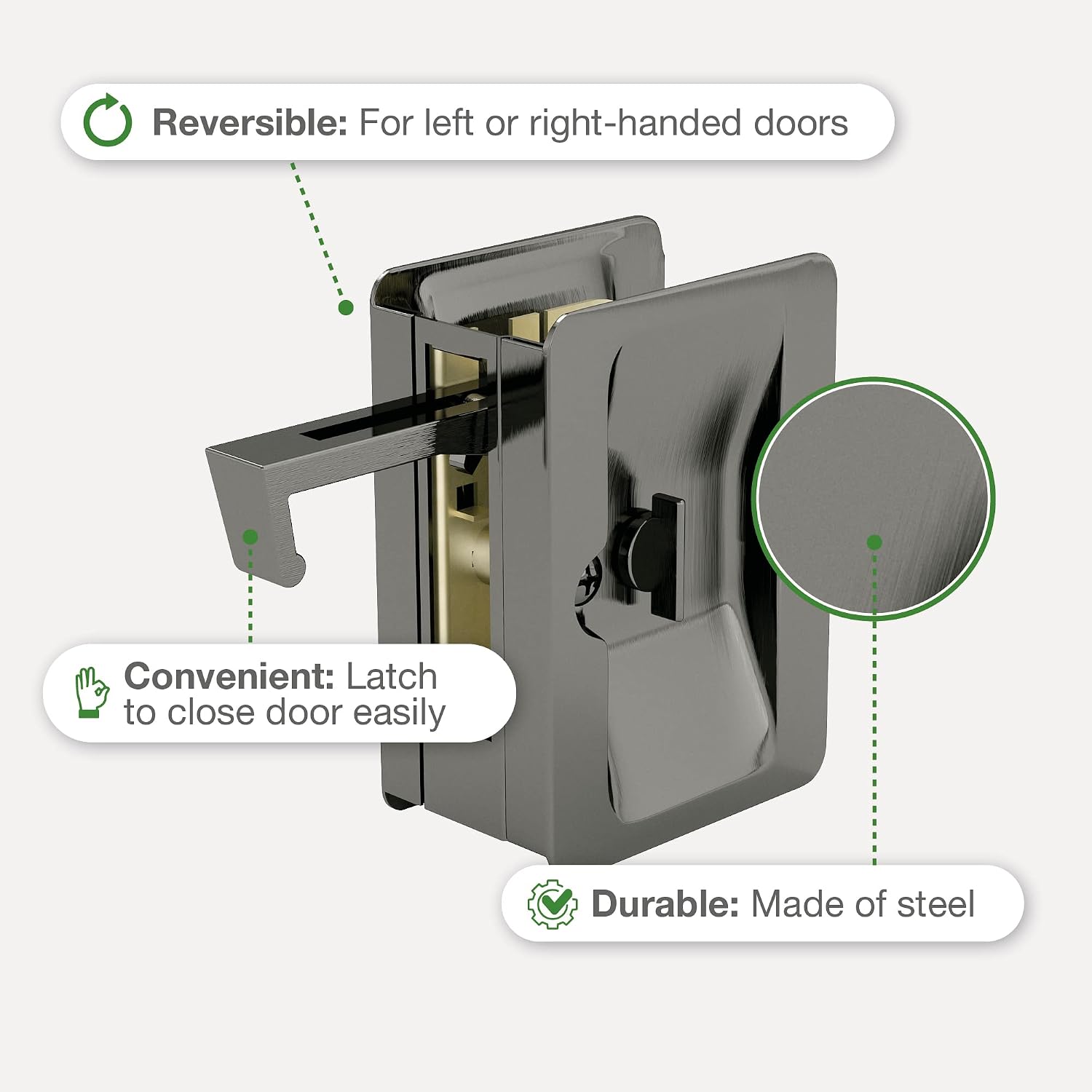 Richelieu | Onward Privacy Pocket Door Pull, Rectangular, Antique Nickel