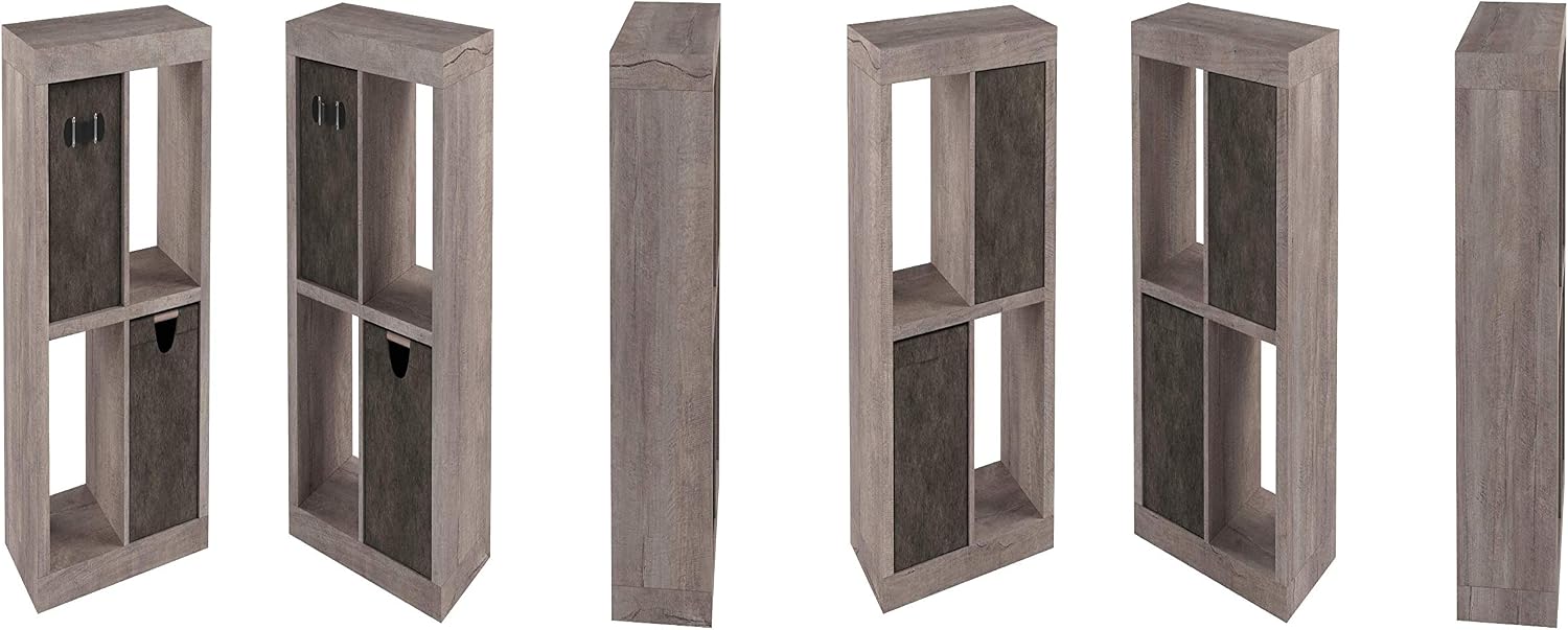 Better Homes and Gardens.. Bookshelf Square Storage Cabinet 4-Cube Organizer (Weathered) (Rustic Gray, 4-Cube)-L8