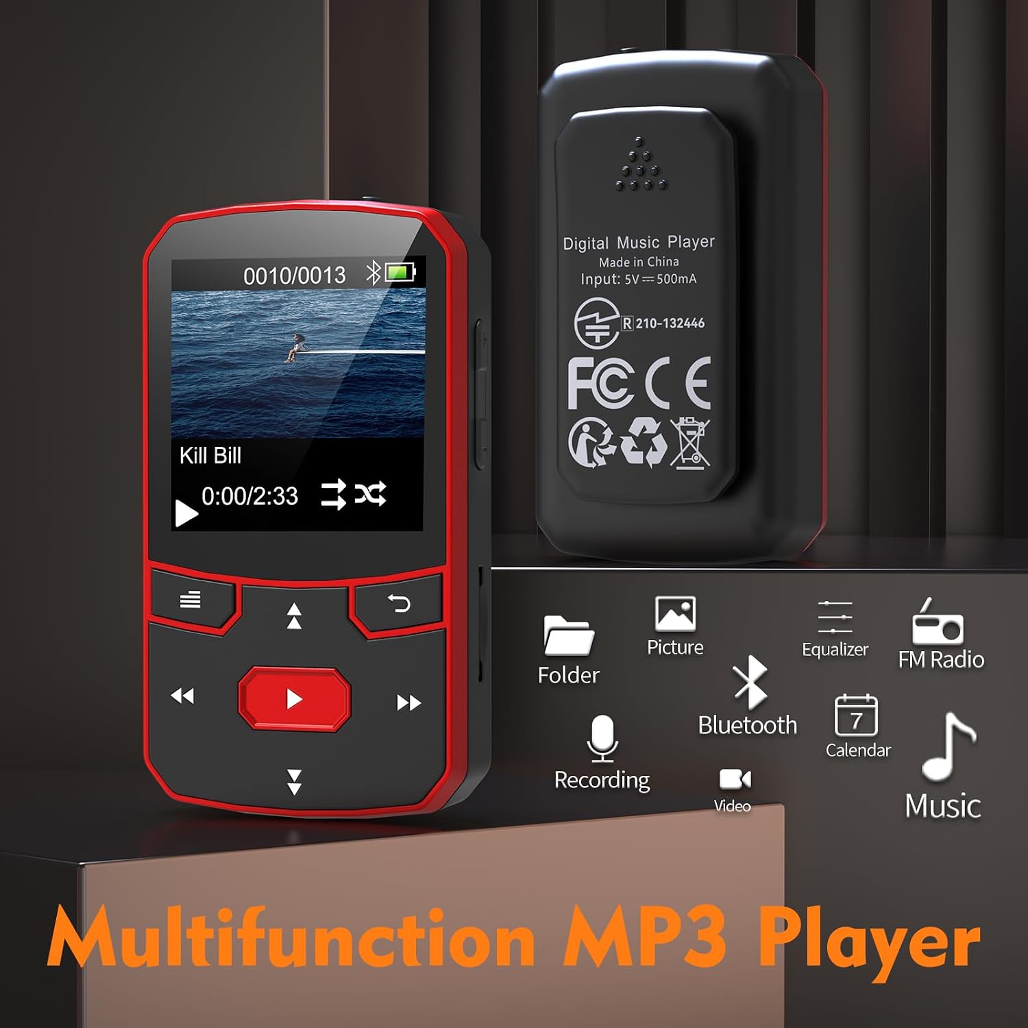 RUIZU 64GB Clip MP3 Player with Bluetooth 5.3, Lightweight 1 oz | Portable Music Player for Sports Running, Physical Buttons, FM Radio, Voice Recorder, Sleep Timer, Up to 128GB microSD Card