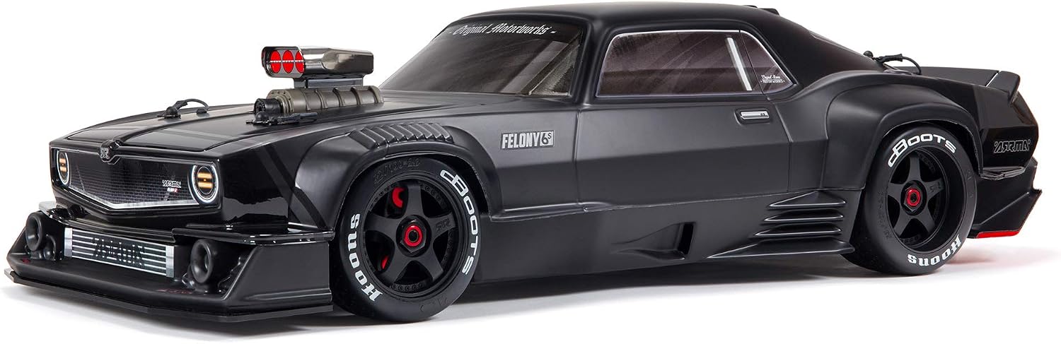ARRMA 1/7 Felony 6S BLX Street Bash All-Road Muscle Car RTR (Ready-to-Run Transmitter and Receiver Included, Batteries and Charger Required), Black