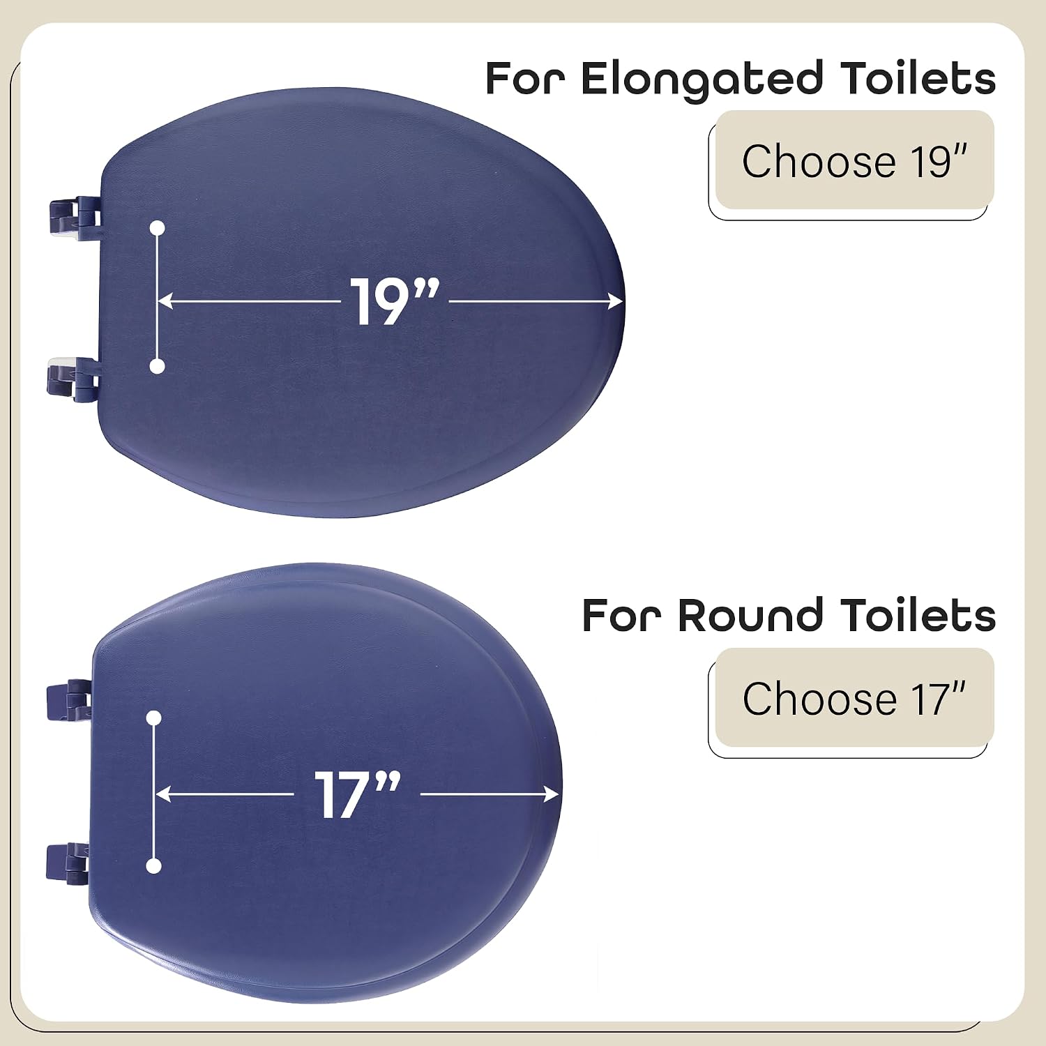Soft Elongated Vinyl Toilet Seat, Black - 19 Inch Soft Vinyl Cover with Comfort Foam Cushioning - Fits All Elongated Size Fixtures - Easy to Install Fantasia by Achim Home Decor