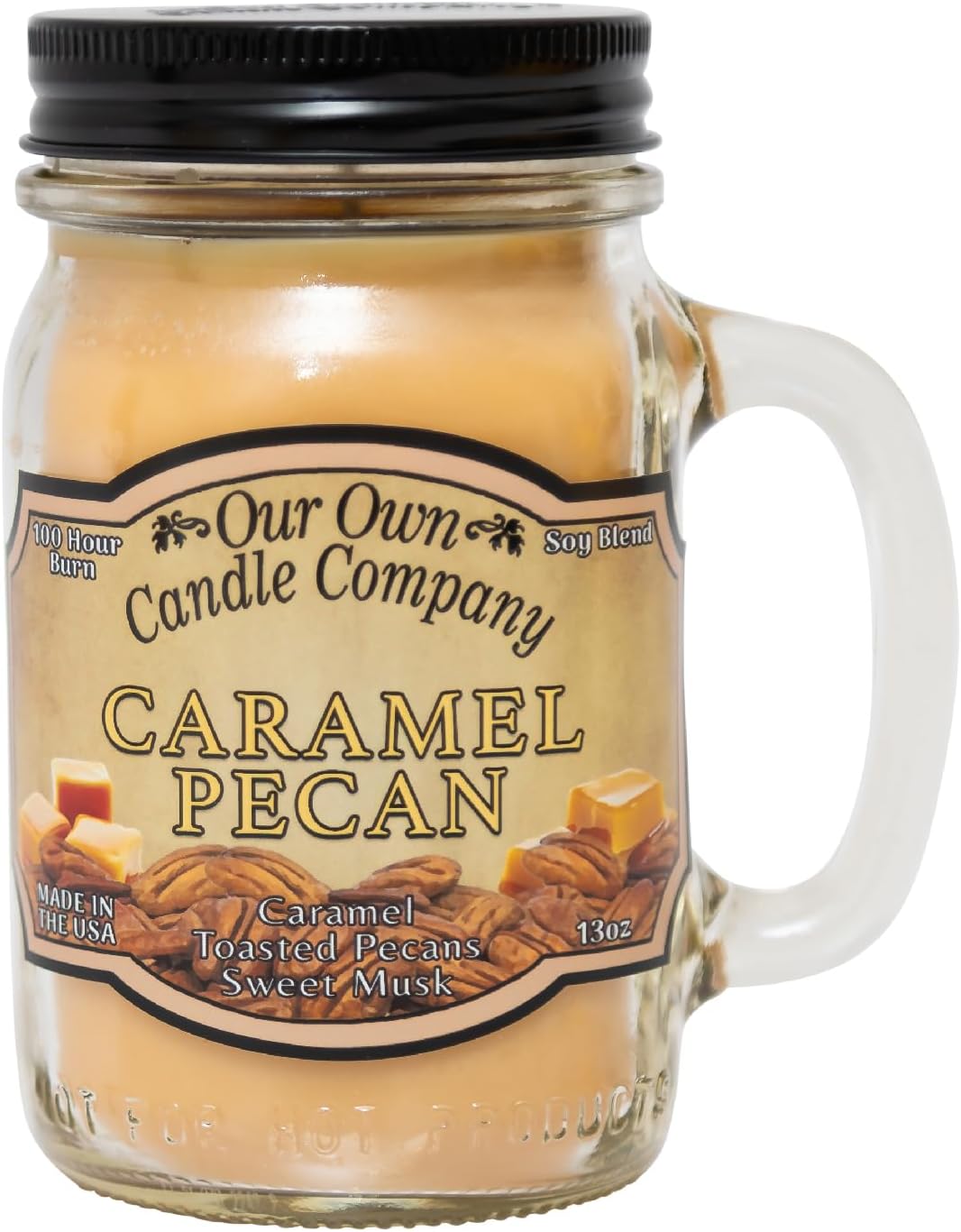 Balsam Pine Scented Mason Jar Candle, Our Own Candle Company, 13 oz | Clean, fresh Balsam-pine-tree scent; soy blend wax; lead-free wick with patented straightener; long lasting