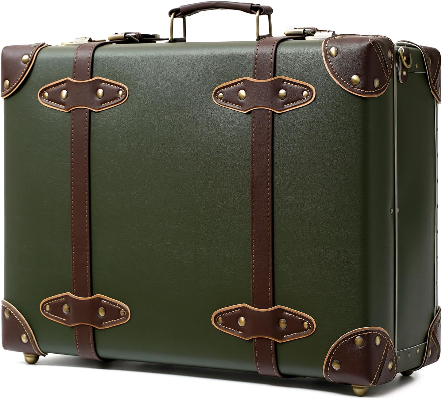 urecity Vintage and Cute Carry-on Overnight Case Non-wheeled Mini Leather Trunk Suitcase with Shoulder Strap