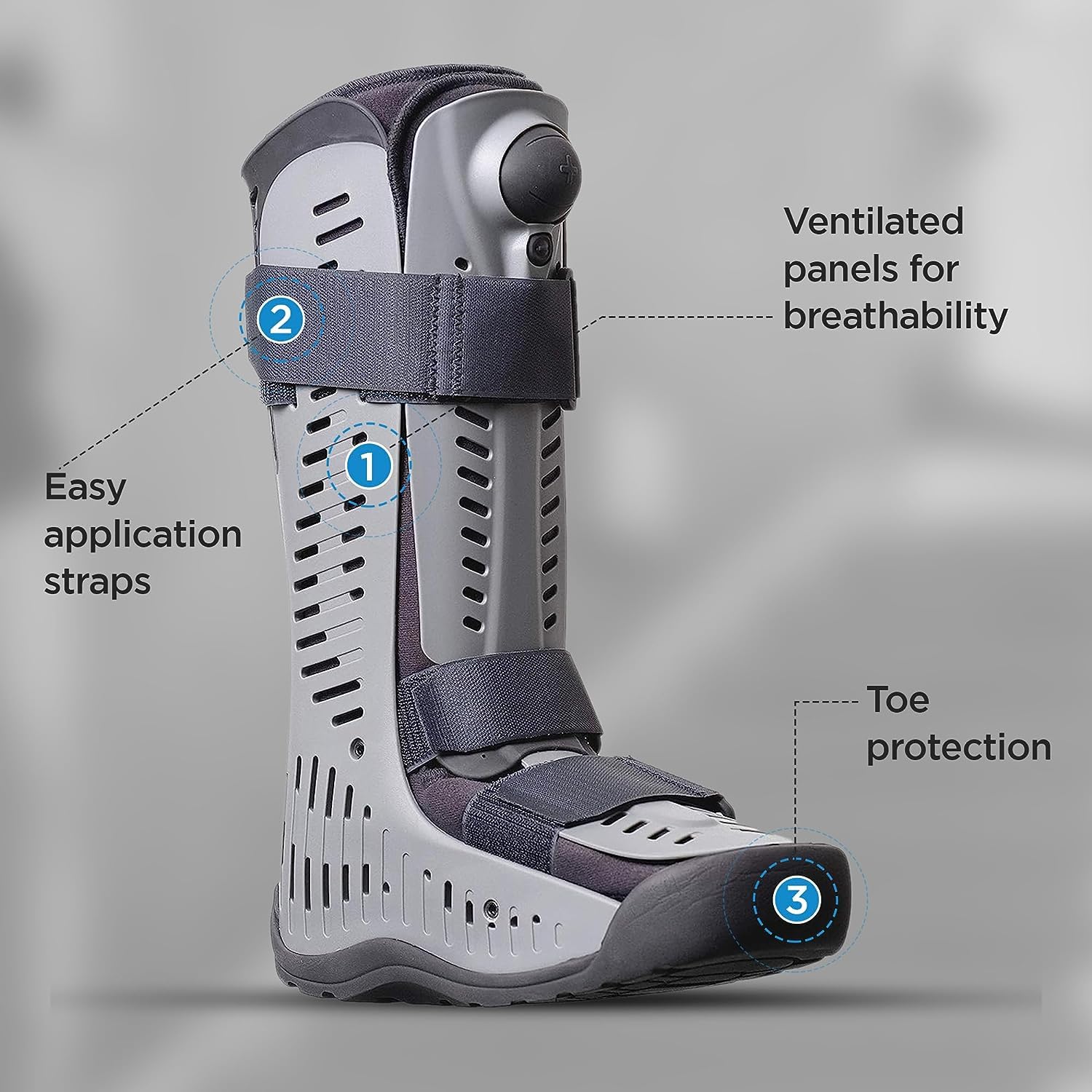 Ossur Rebound Air Walker Boot with Compression Adjustable Comfortable Straps & Air Pump Rocker Bottom | For Ankle Sprains, Stable Fractures, Tendon Sprains & Post-Operative Rehab | (Low Top, Small)