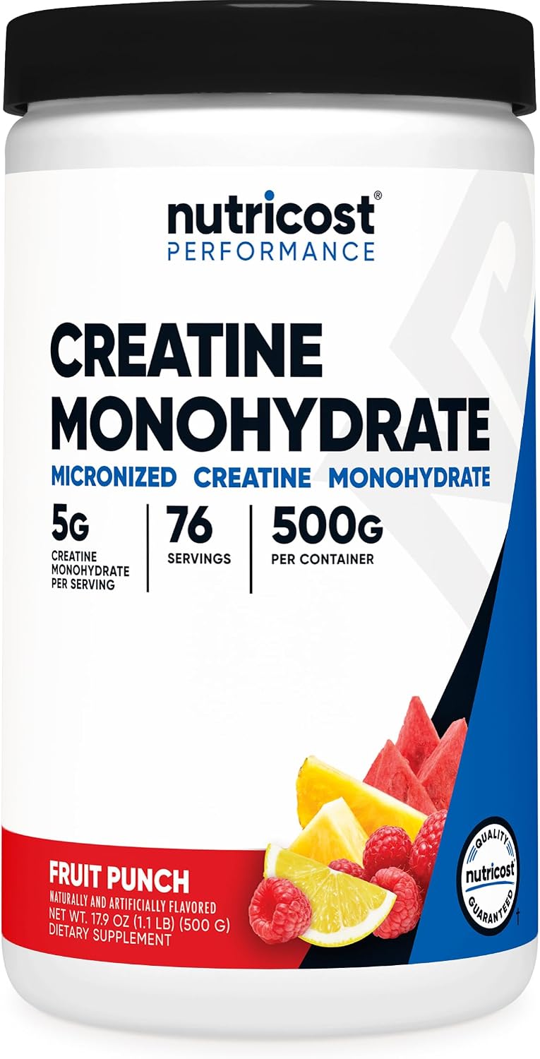 Nutricost Creatine Monohydrate Micronized Powder 500G, 100 Servings | 5000mg Per Serving (5g), 17.9 Oz