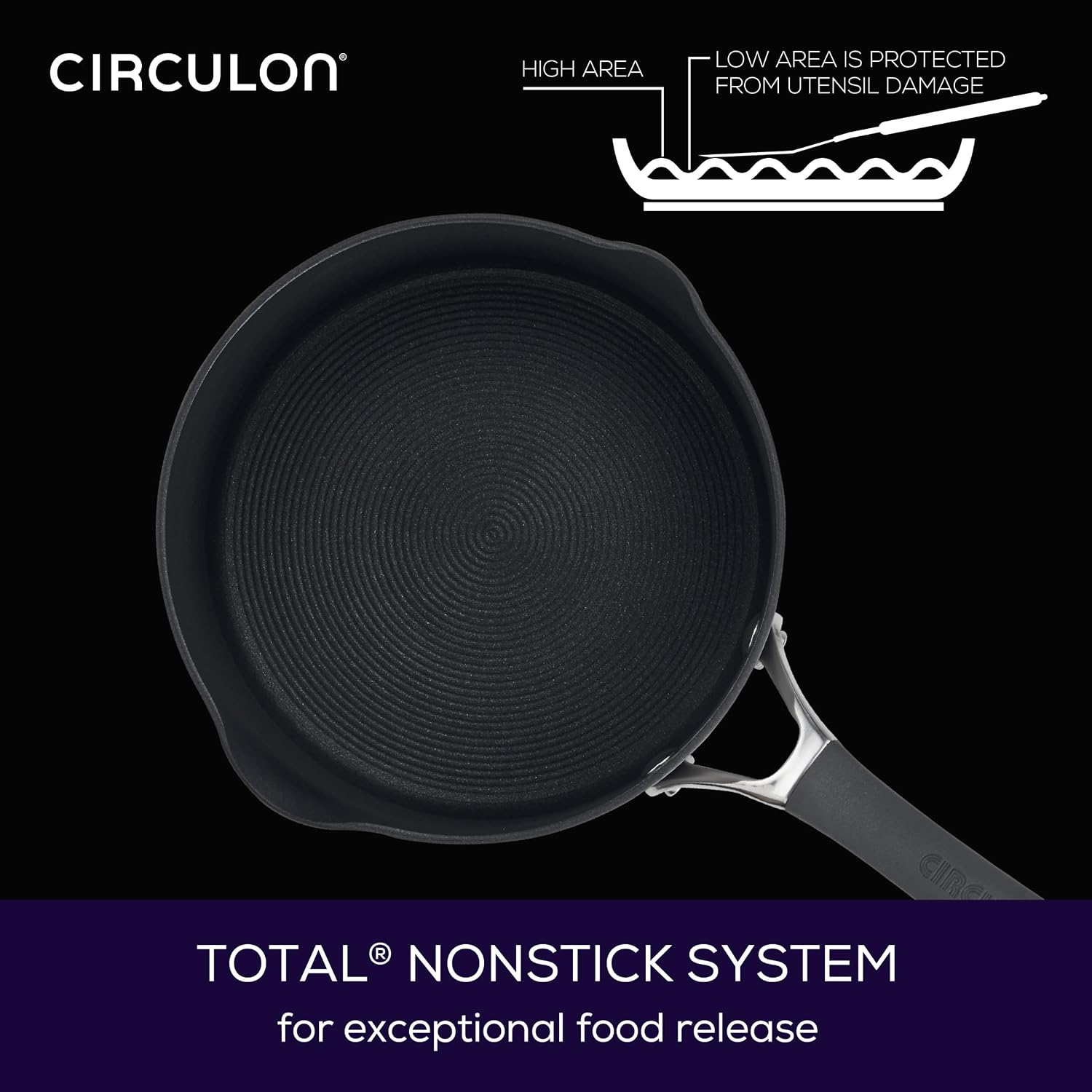 Circulon Radiance Hard Anodized Nonstick Deep Frying Pan with Lid, 12 inch Frying Pan with Lid, Deep Skillet, Gray
