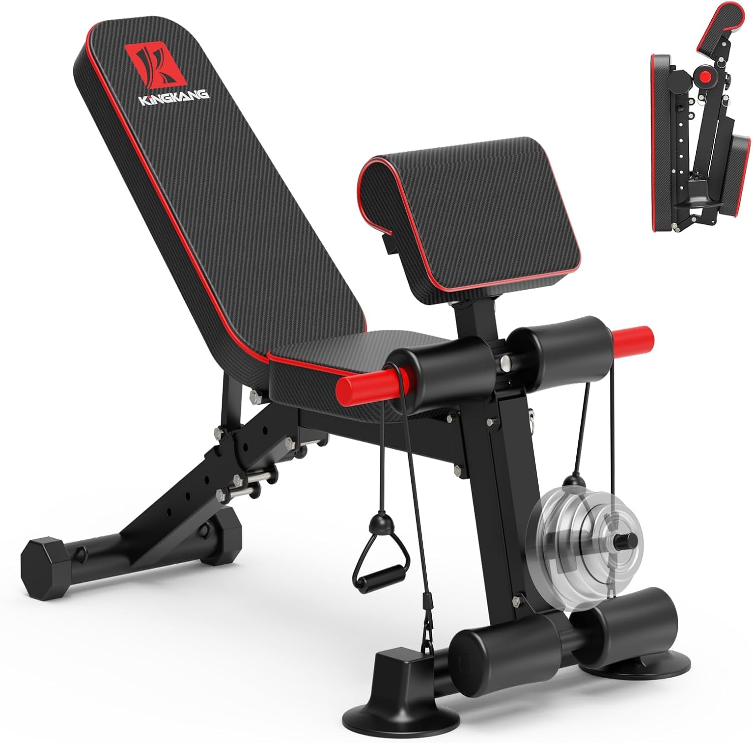 K KiNGKANG Adjustable Weight Bench, Foldable Home Gym, 1050lbs Capacity
