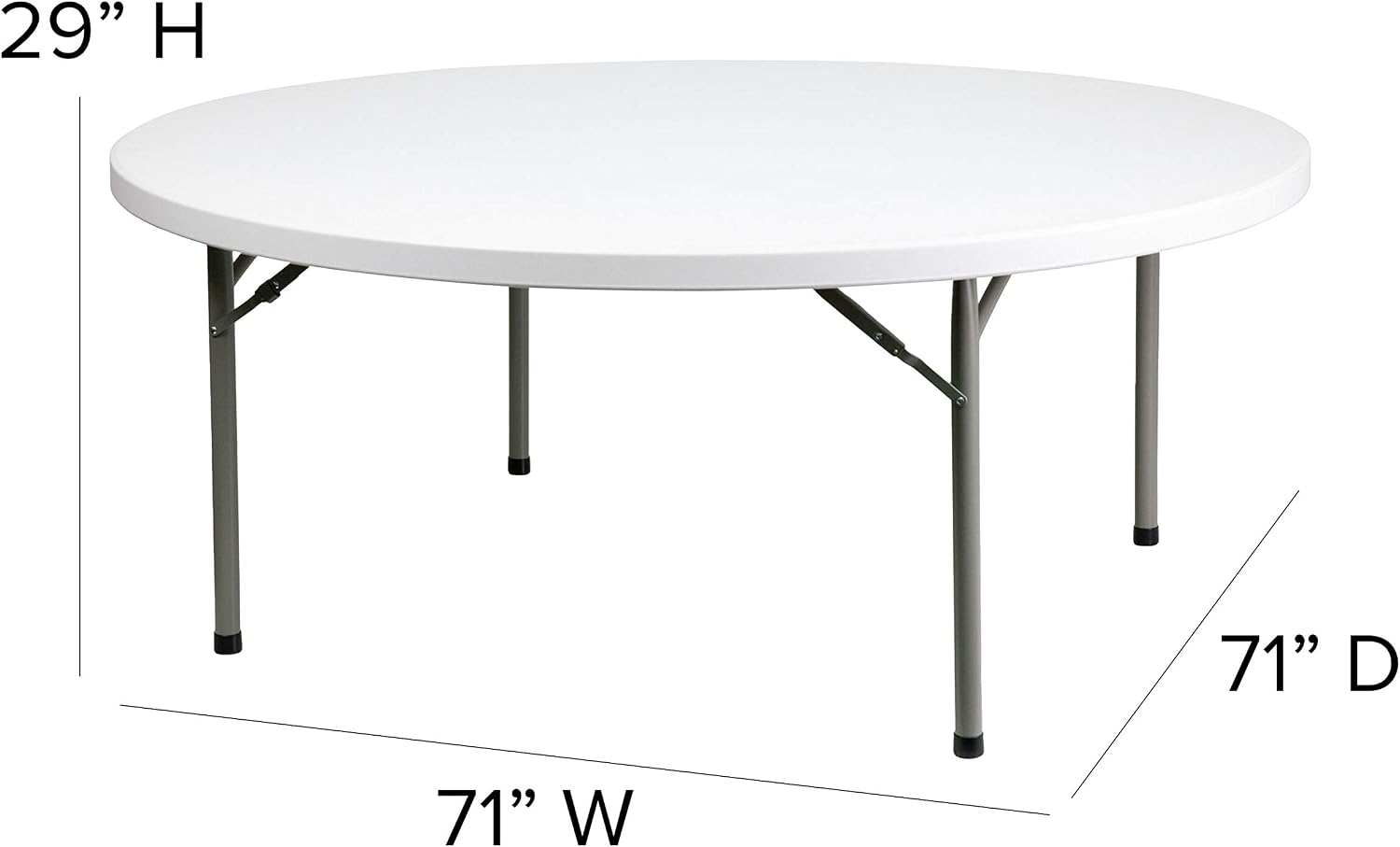 Flash Furniture 5' Round All-Occasion Plastic Folding Event Table for Parties and Trade Shows, Folding Banquet Table for Indoor/Outdoor Events, White