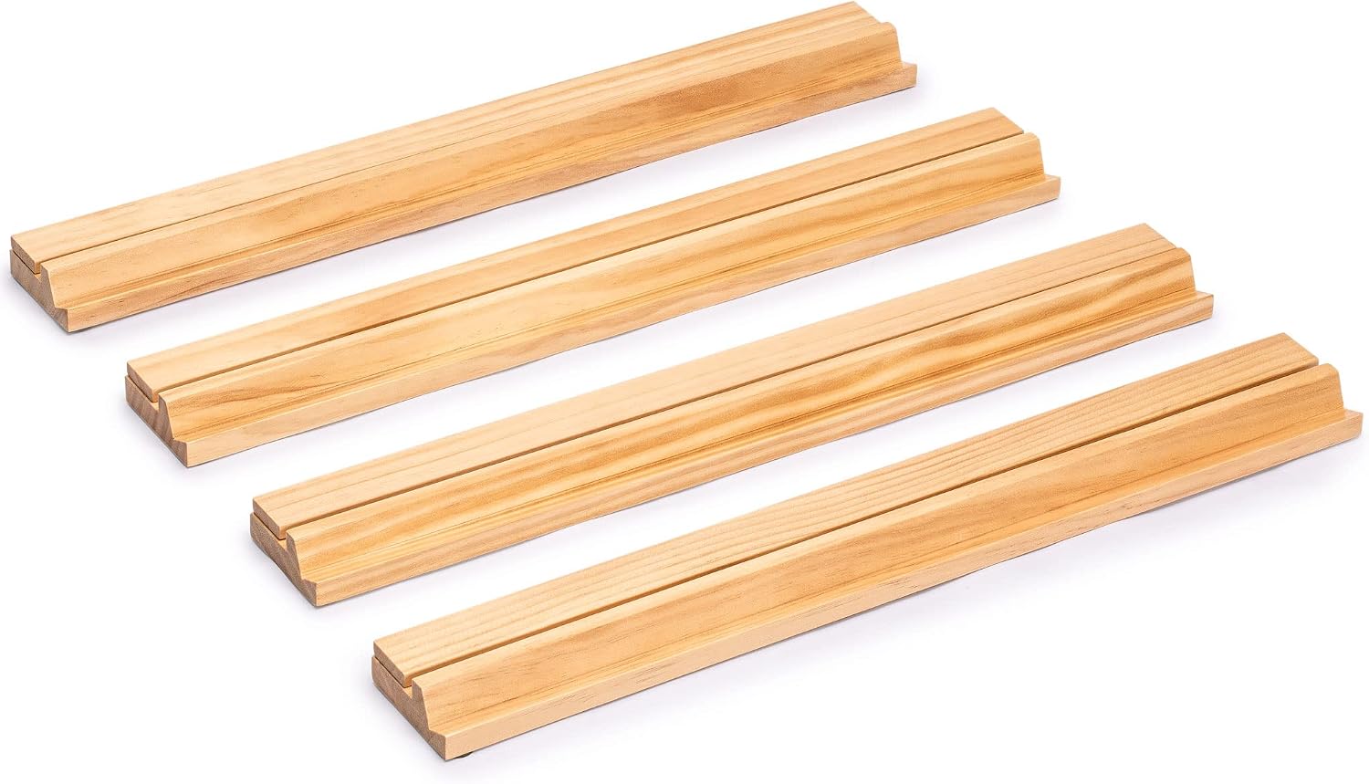 Yellow Mountain Imports Classic Chestnut Color Wooden Mahjong Game Racks with Pushers, 18 Inches - Set of 4 (Includes Magnetically Attached Mahjong Pushers)