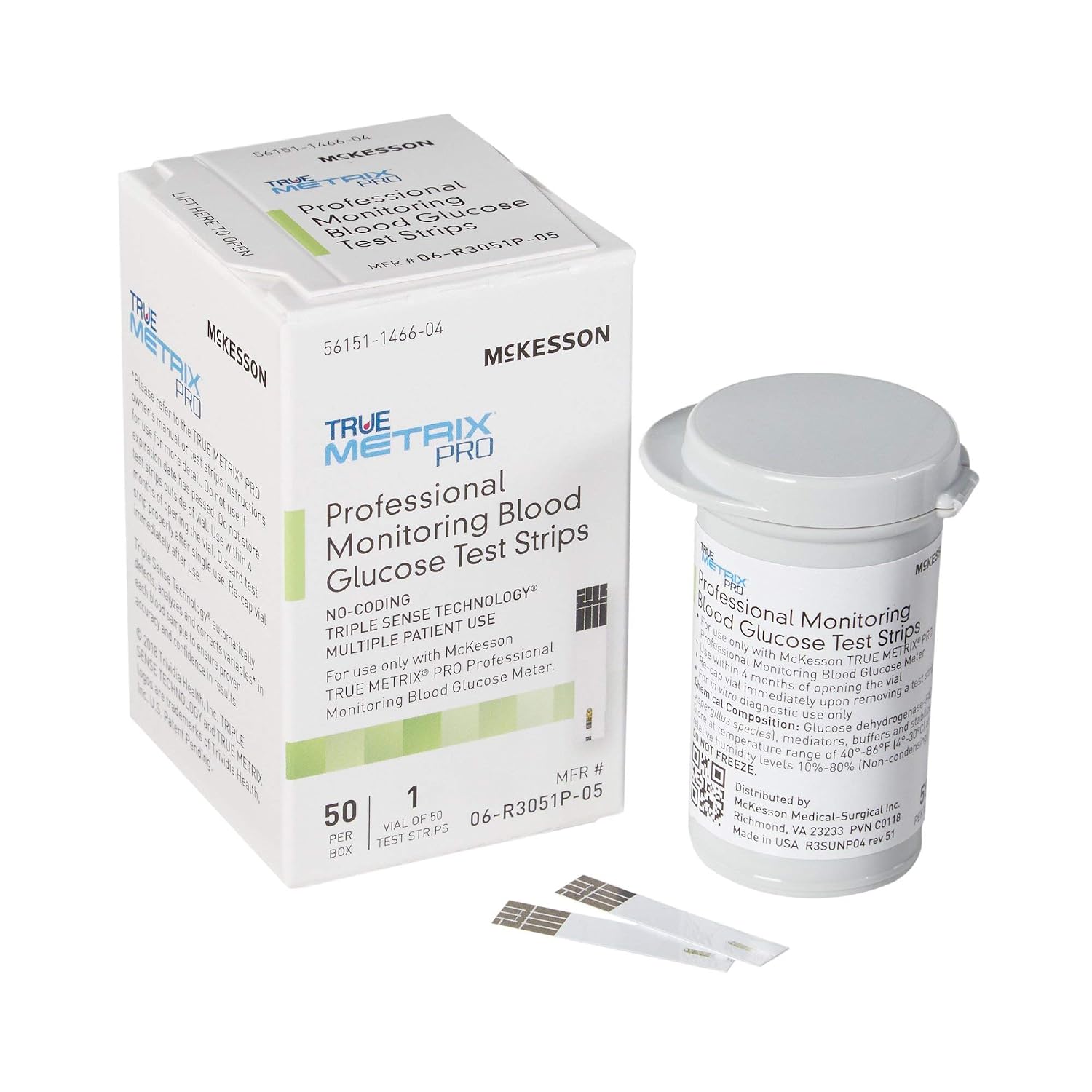 McKesson 06-R3051P-05 True Metrix Pro Professional Monitoring Blood Glucose Test Strip, Box of 50