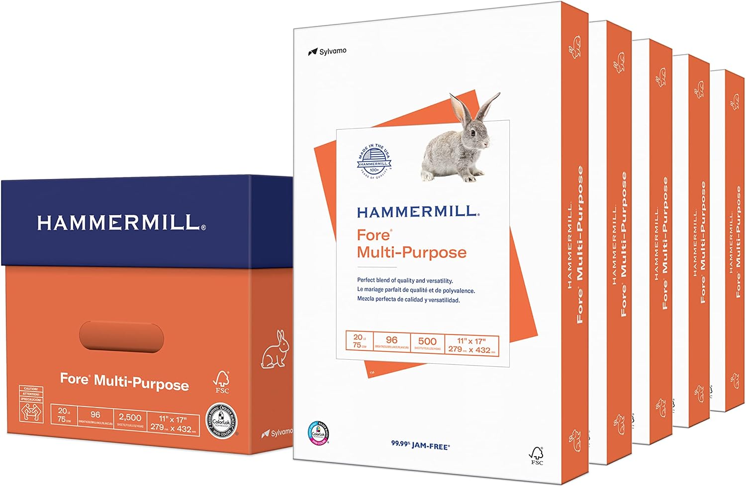Hammermill Printer Paper, Fore Multipurpose 20 lb Copy Paper, 8.5 x 11-1 Ream (500 Sheets) - 96 Bright, Made in the USA, 103267