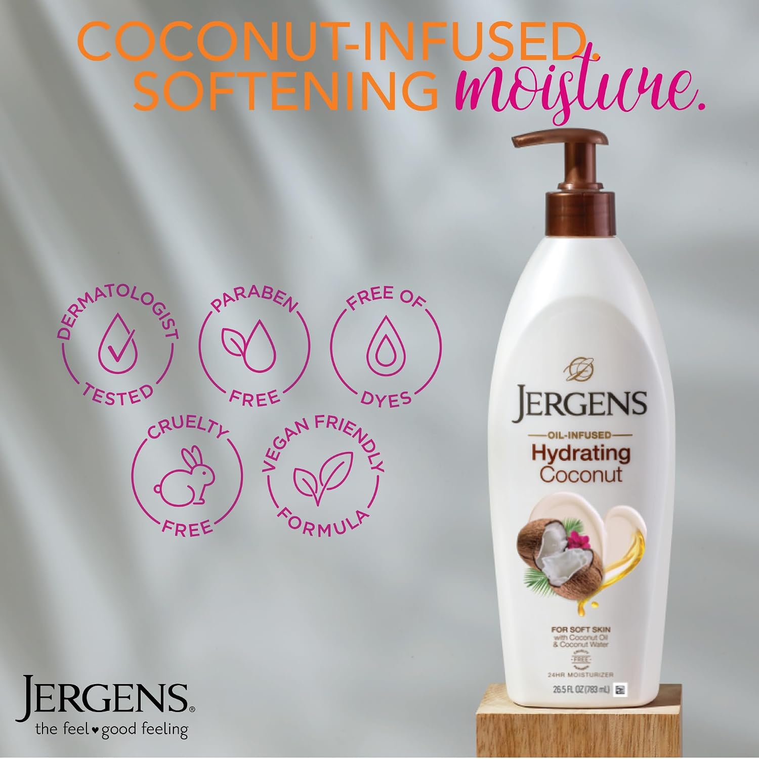 Jergens Hydrating Coconut Body Lotion, Hand and Body Moisturizer, Infused with Coconut Oil, Hydrates Dry Skin Instantly, Dermatologist Tested, 16.8 oz | Coconut Oil, Instantly Hydrates, Dermatologist Tested, Extra Dry Skin Care, Long-Lasting Moisture