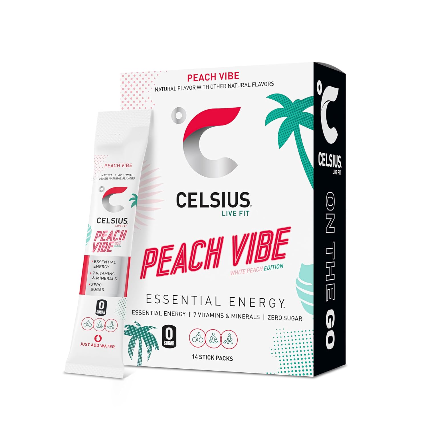 CELSIUS On-The-Go Powder Stick Packs, Zero Sugar (14 Sticks per Pack)