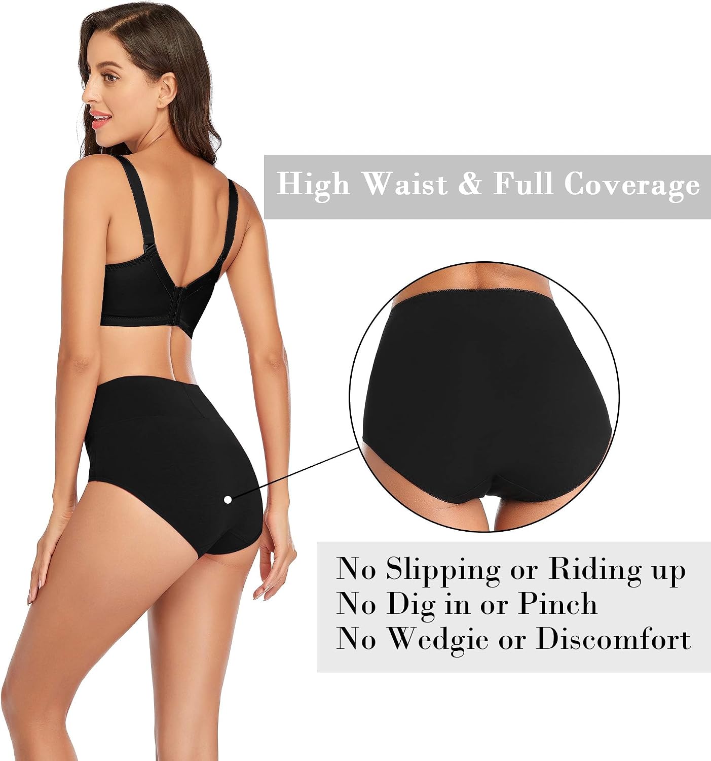 Womens Tummy Control Underwear Cotton High Waisted Full Briefs