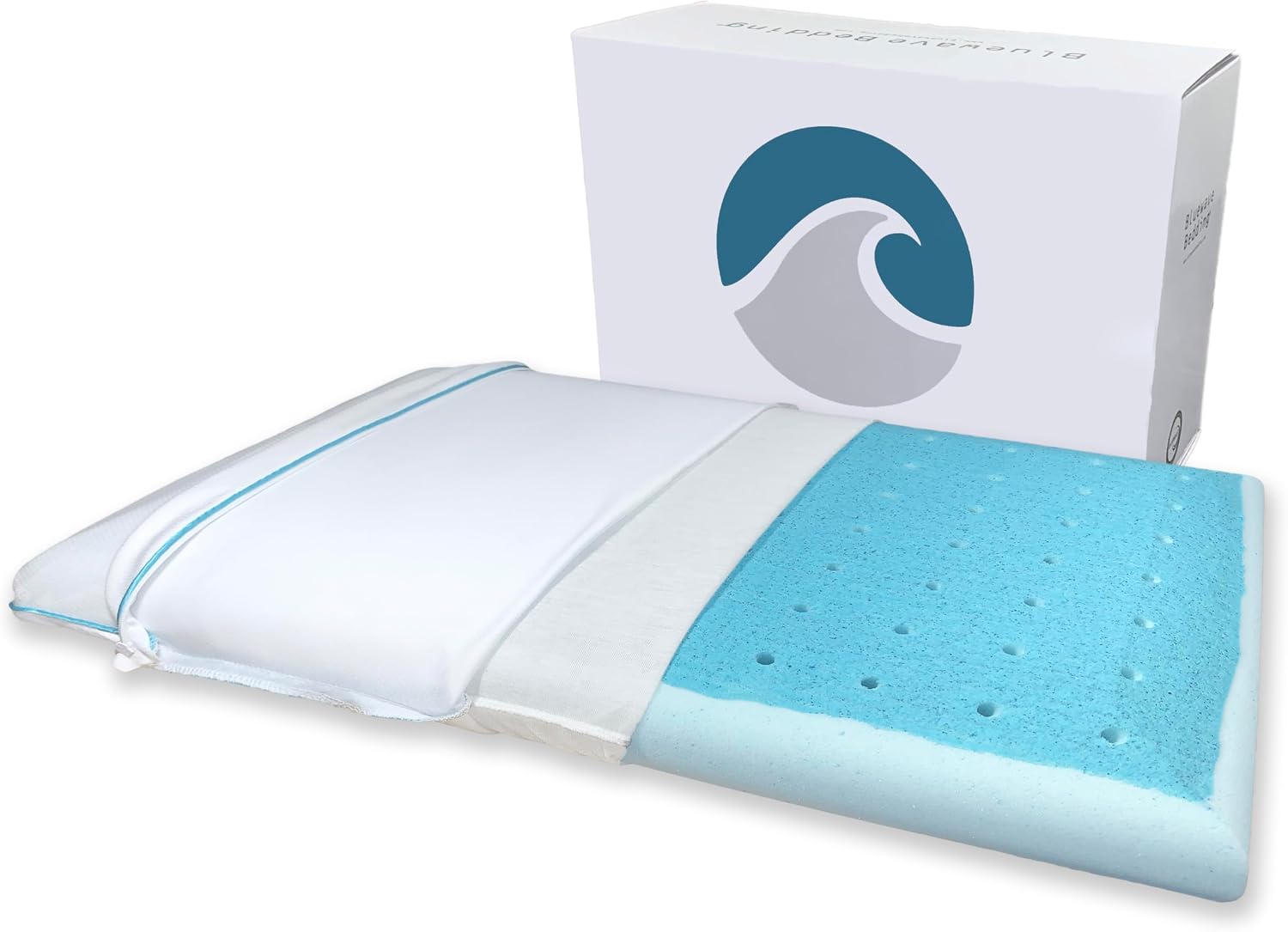 Bluewave Bedding Hyper Slim Gel Memory Foam Pillow for Stomach and Back Sleepers - Thin