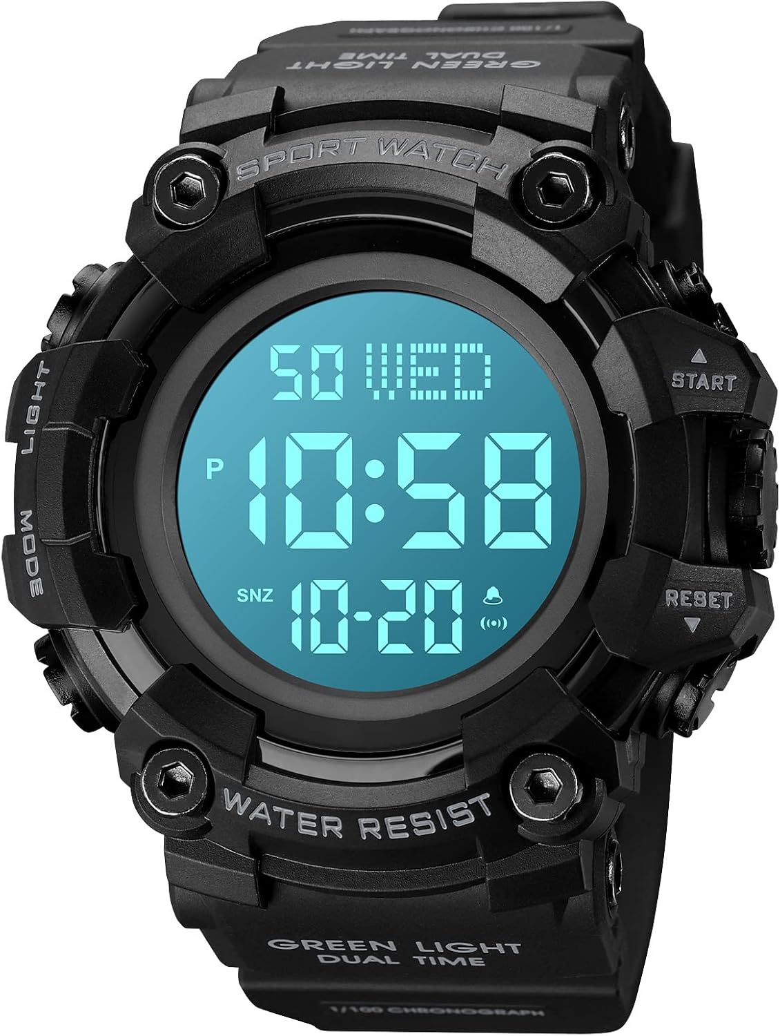 Gosasa Men Sport Watch Countdown Stopwatch Watch Mens Wrist Watch Waterproof LED Electronic Digital Male Watch 12/24 Hour Multifunctional Watch