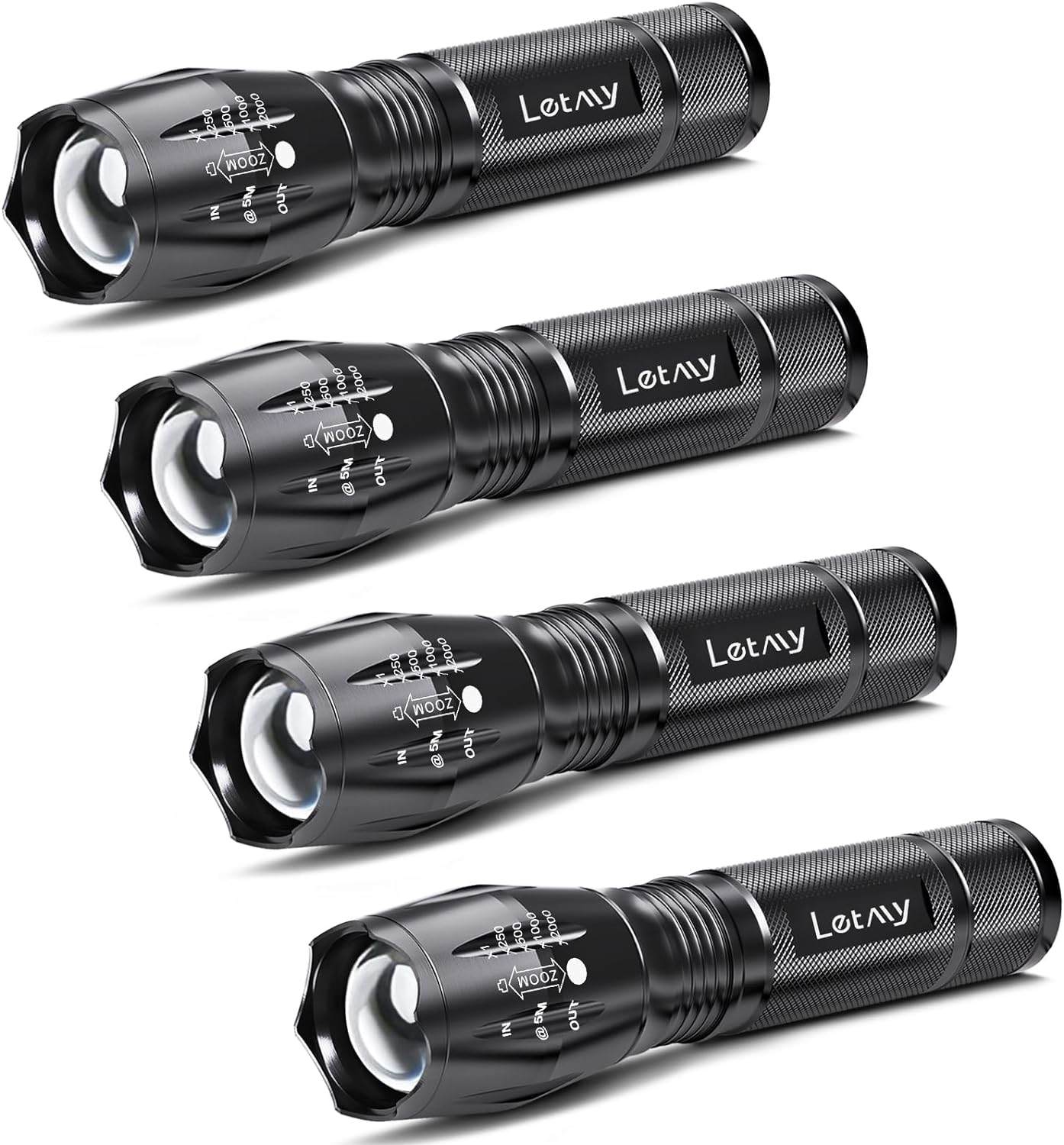 LETMY Tactical Flashlight S2000-2 Pack Bright Military Grade LED Flashlights High Lumens - Portable Handheld Flash Light, 5 Modes Zoomable Waterproof Flashlights for Home Emergency Camping Outdoor