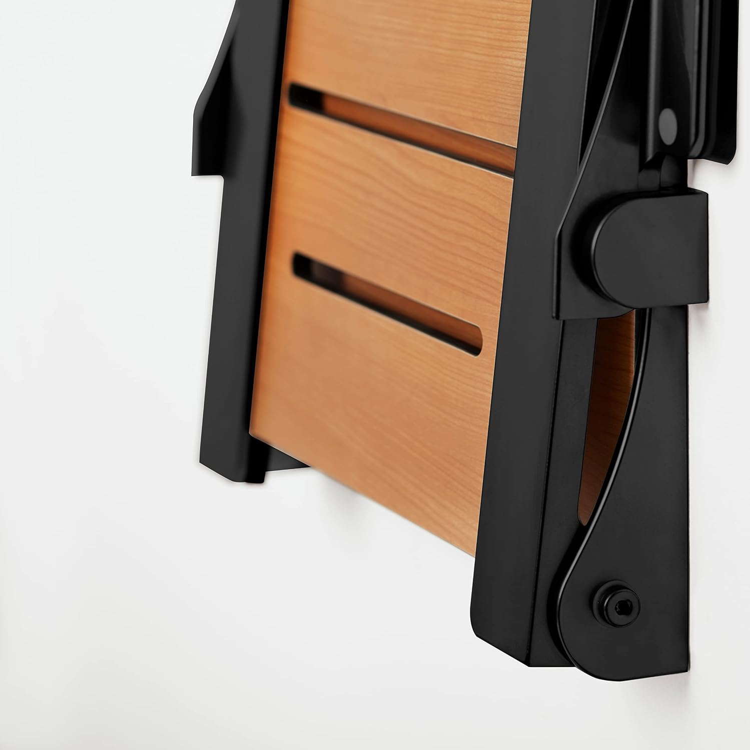 Seachrome Silhouette Comfort Folding Wall Mount Shower Bench Seat with Arms, Teak Seat with Silver Frame