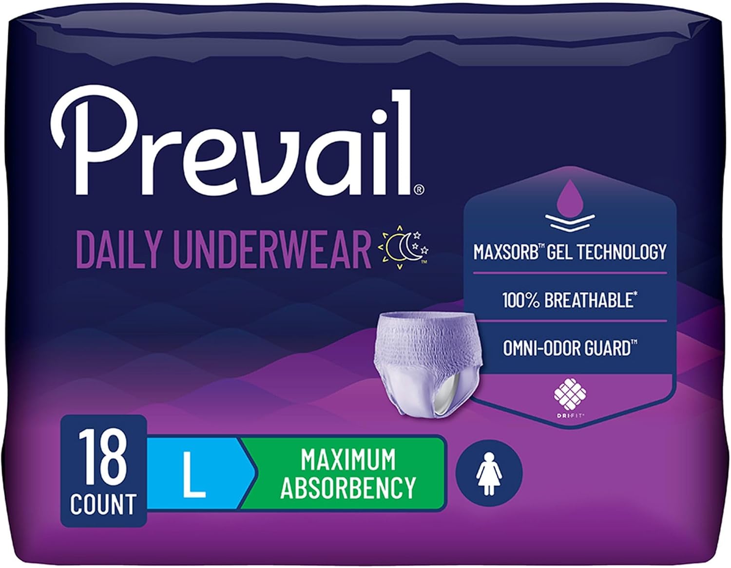 Prevail Daily Underwear Disposable Underwear Female Pull On with Tear Away Seams Medium, PWC-512/1, Maximum, 80 Ct