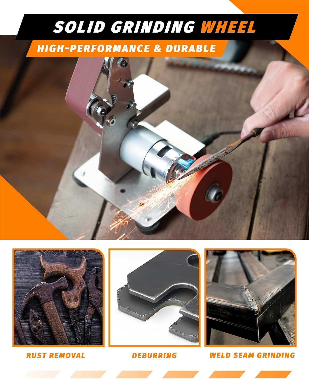 Mini Belt Sander, Electric Small Sander Knife Sharpener, 5"x6.8"x5.5" | Compact Design, Multi-Purpose, Electric Powered, Knife Sharpening, Portable Sander