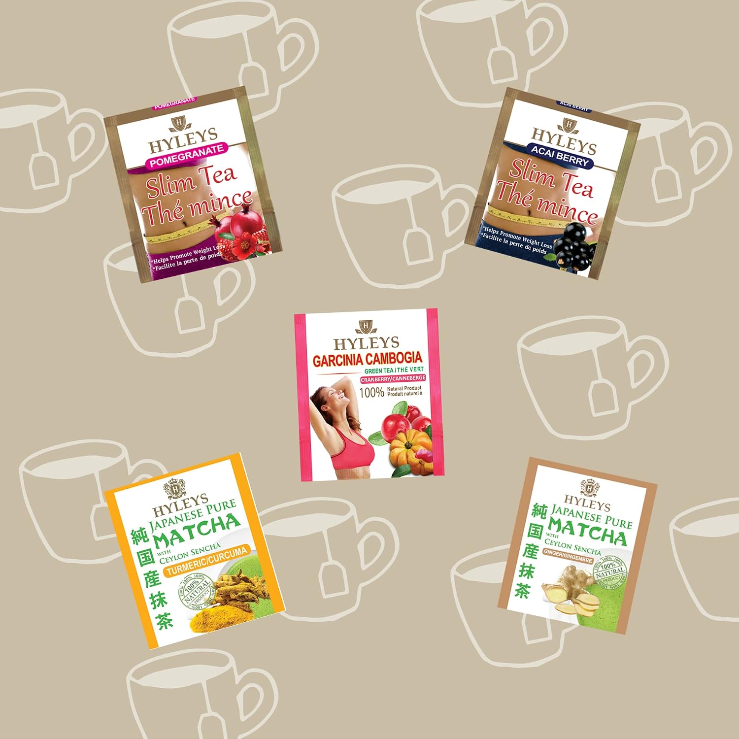 Hyleys 14 Day Weight Loss Tea, Garcinia & Matcha Green Tea, 42 Tea Bags