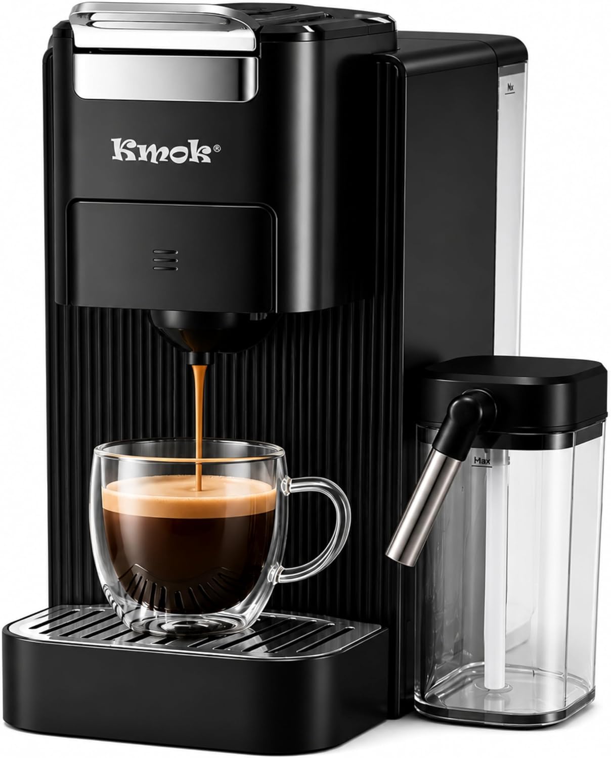19 Bar Multi-Capsule Coffee Maker with Milk Frother | Compatible with Nespresso/K-Cup/E.S.E./DG, Adjustable Temp & Volume, 1.2L Water Tank