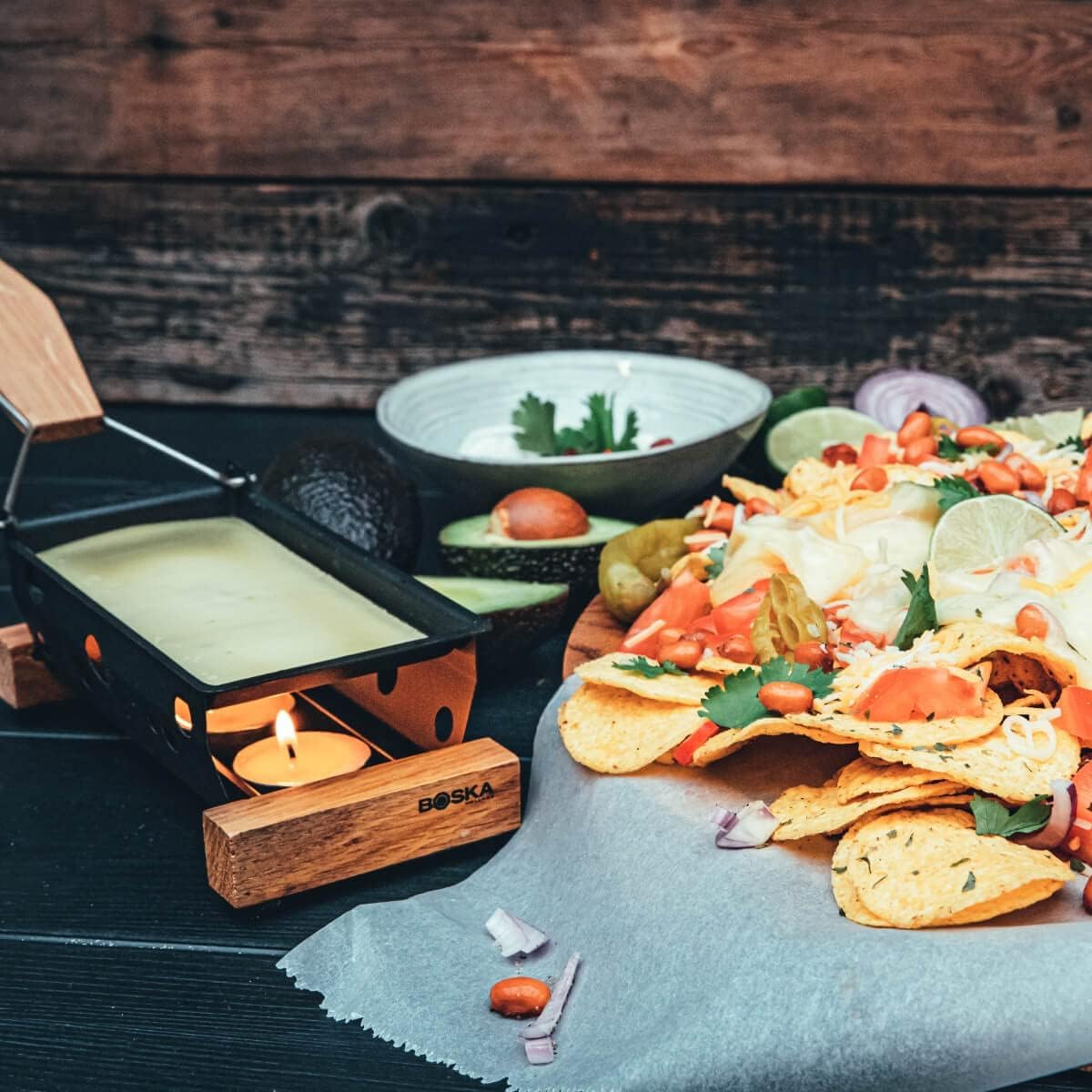 Boska Raclette Grilling Set - Partyclette to Go Set - Suitable for Cheese, Meat, Fish, and Vegetables - Portable Non-Stick - Dishwasher Safe Wedding Registry Items