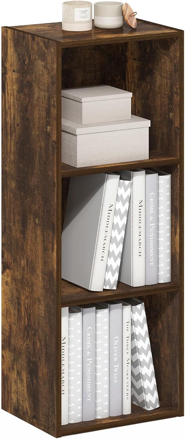 Furinno LUDER Book Shelf, 5-Cube Bookshelf, Reversible Bookcase, 9.4 x 19.5 x 31.5, Easy Assembly, for Living Room, Bedroom, Home Office, White