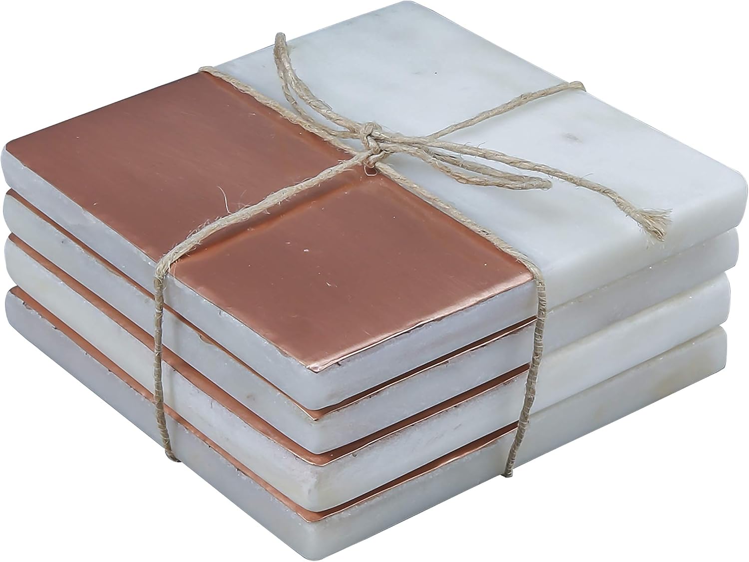 Thirstystone 4 Pack Natural Marble Square Coasters with Protective Cork Backing, Elegant, Luxourious, Easily Wipes Clean