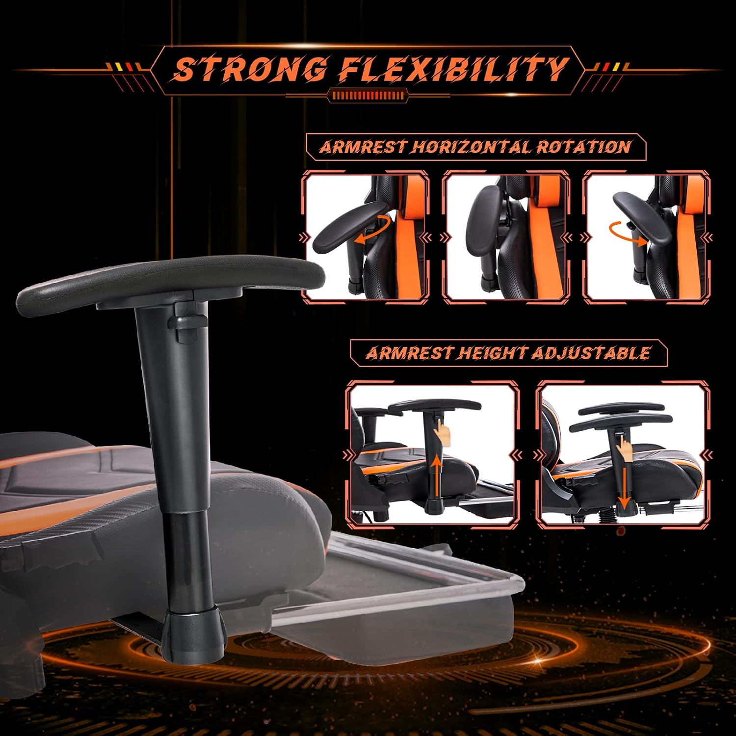 AA Products Gaming Chair Ergonomic High Back Computer Racing Chair Adjustable Office Chair with Footrest, Lumbar Support Swivel Chair - Black