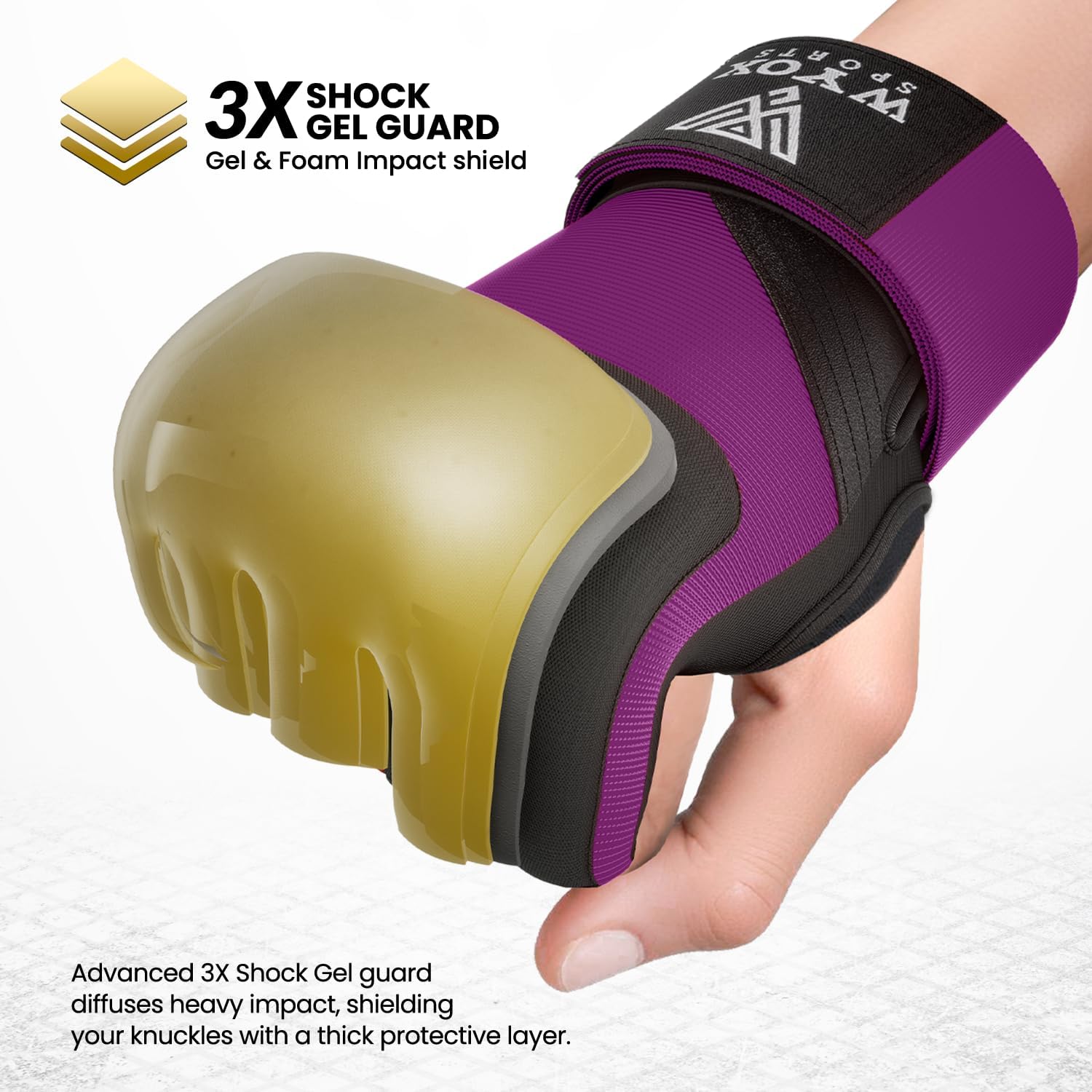 WYOX Neoprene Gel Boxing Hand Wraps Inner Gloves for Men & Women – 80cm/31in Quick Wrist Strap, Padded Knuckle Protection