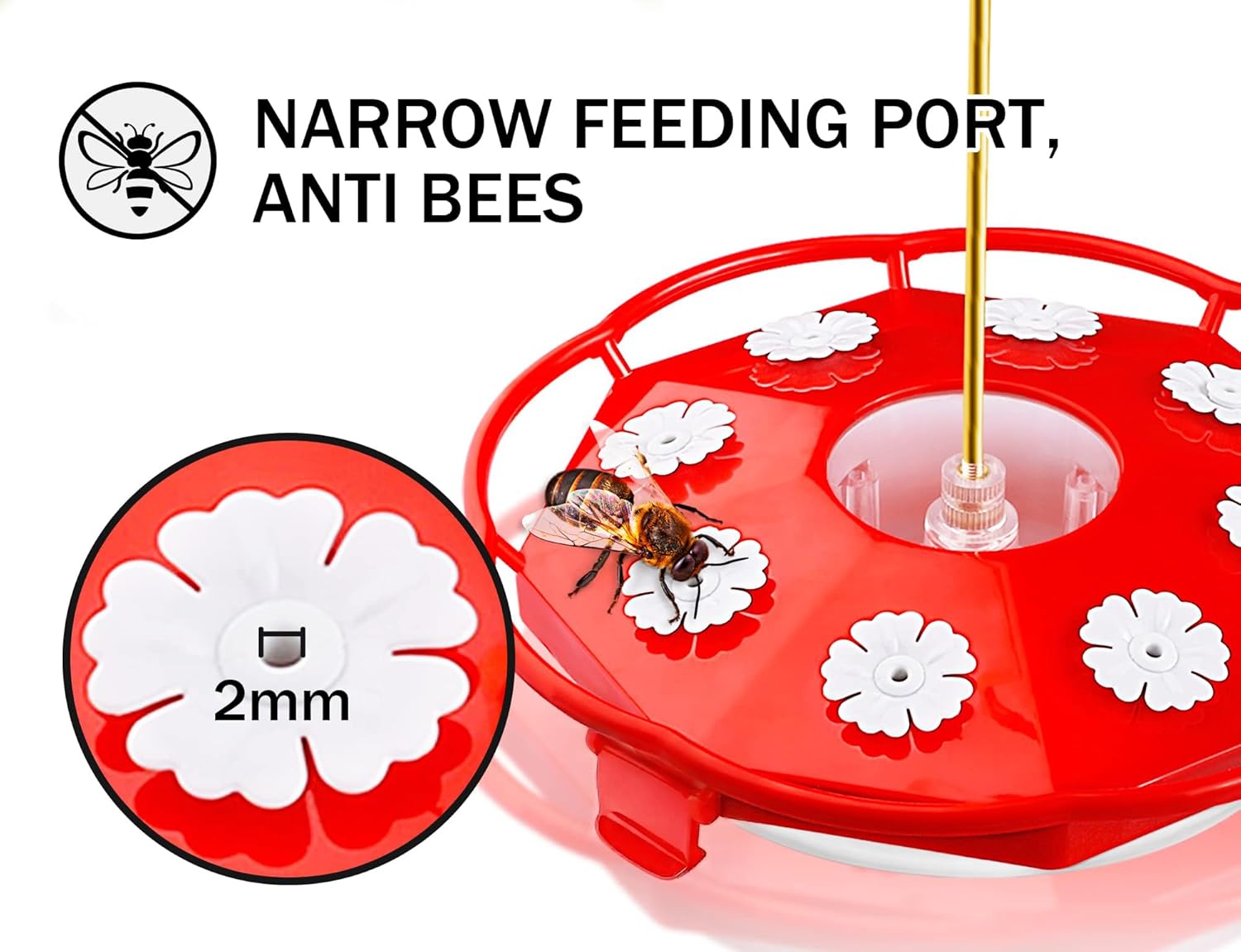 eWonLife 2 Pack 16 oz Saucer Hummingbird Feeders for Outdoors, Garden Decor