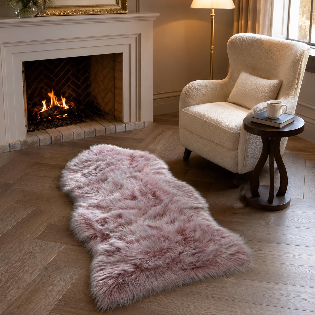 EasyJoy Ultra Soft Fluffy Shaggy Area Rug Faux Fur Rug Chair Cover Seat Pad Fuzzy Area Rug for Bedroom Floor Sofa Living Room (2 x 6 ft Sheepskin
