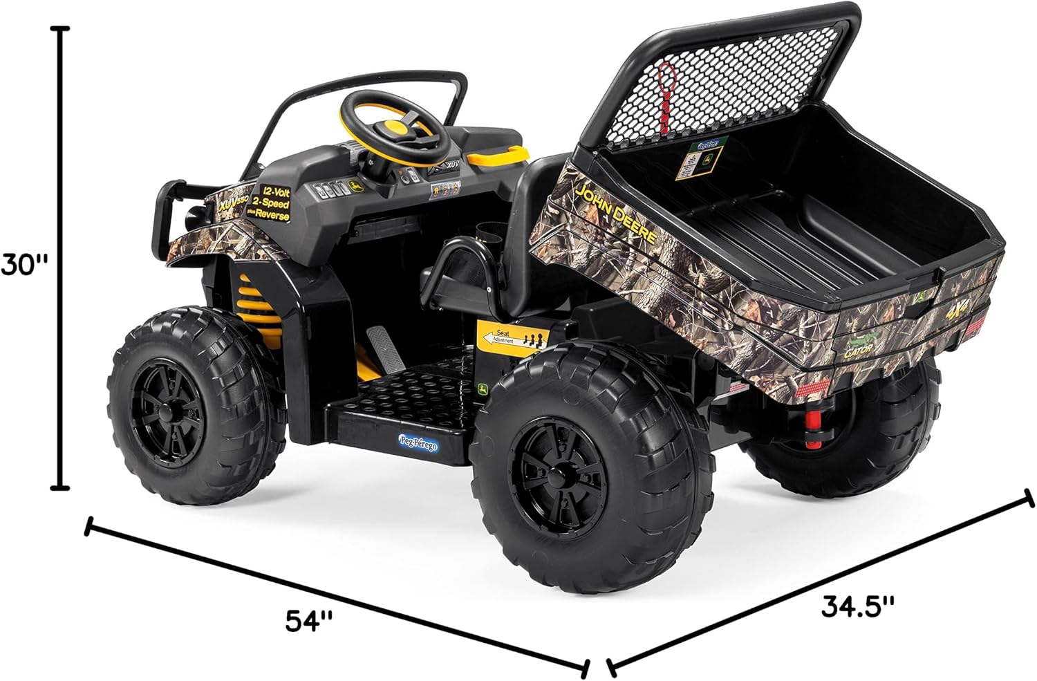 Peg Perego John Deere Gator XUV Realtree Camo Extra-Large 12 Volt Ride-on, Durable Design for Kids 3-8