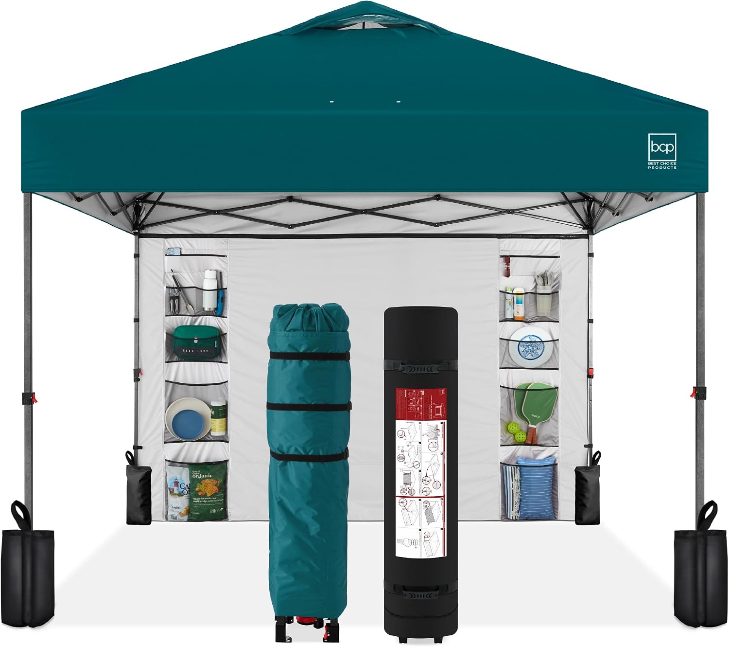 Best Choice Products 10x10ft Pop Up Canopy Tent, Outdoor Shade, 1 Person 1 Minute Set Up, Carry Case, 4 Weight Bags - White
