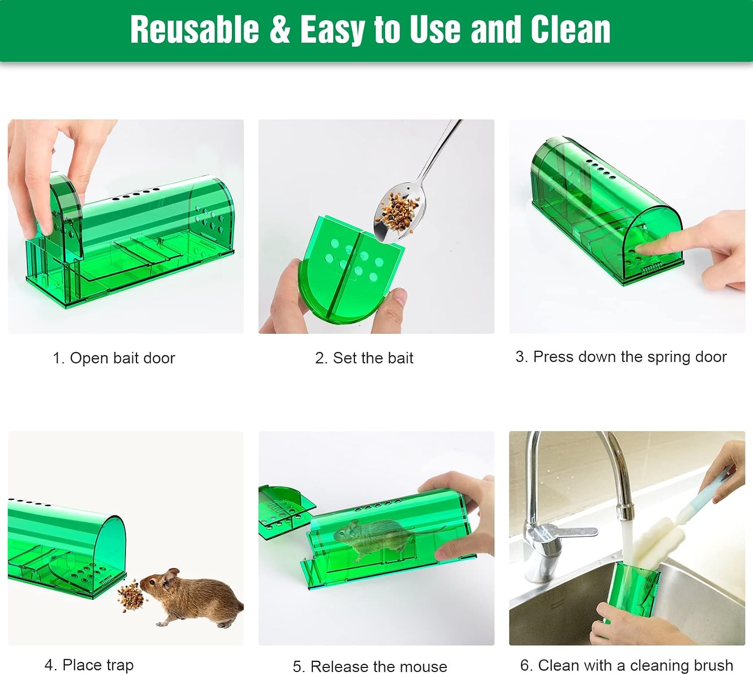 4 Pcs Humane Live Mouse Traps No Kill Reusable Mice Trap Catch