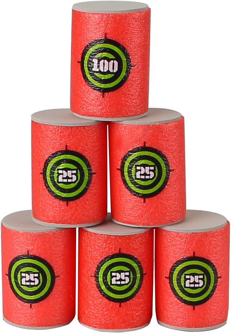 Dreampark Bullet Darts Target for Nerf: 24pcs Soft EVA Nerf Targets | Targets for N-Strike Elite Series Blasters - Red Foam Can Target for Kids Boys