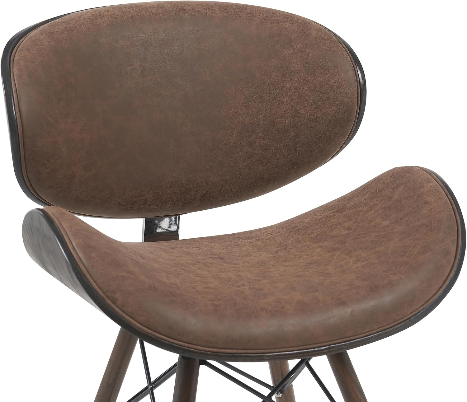 Armen Living Cassie Dining Chair in Black Faux Leather and Walnut Wood Finish 20D x 21W x 31H in