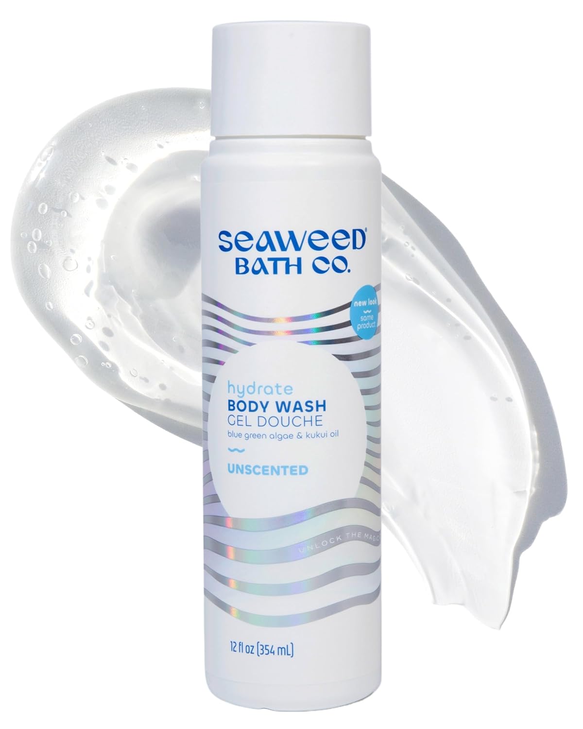 Seaweed Bath Co. Hydrate Body Wash, Unscented, 12 oz | Foaming Shower Gel Cleanser with Natural Ingredients, Fragrance Free and Gentle, Good for Sensitive Skin