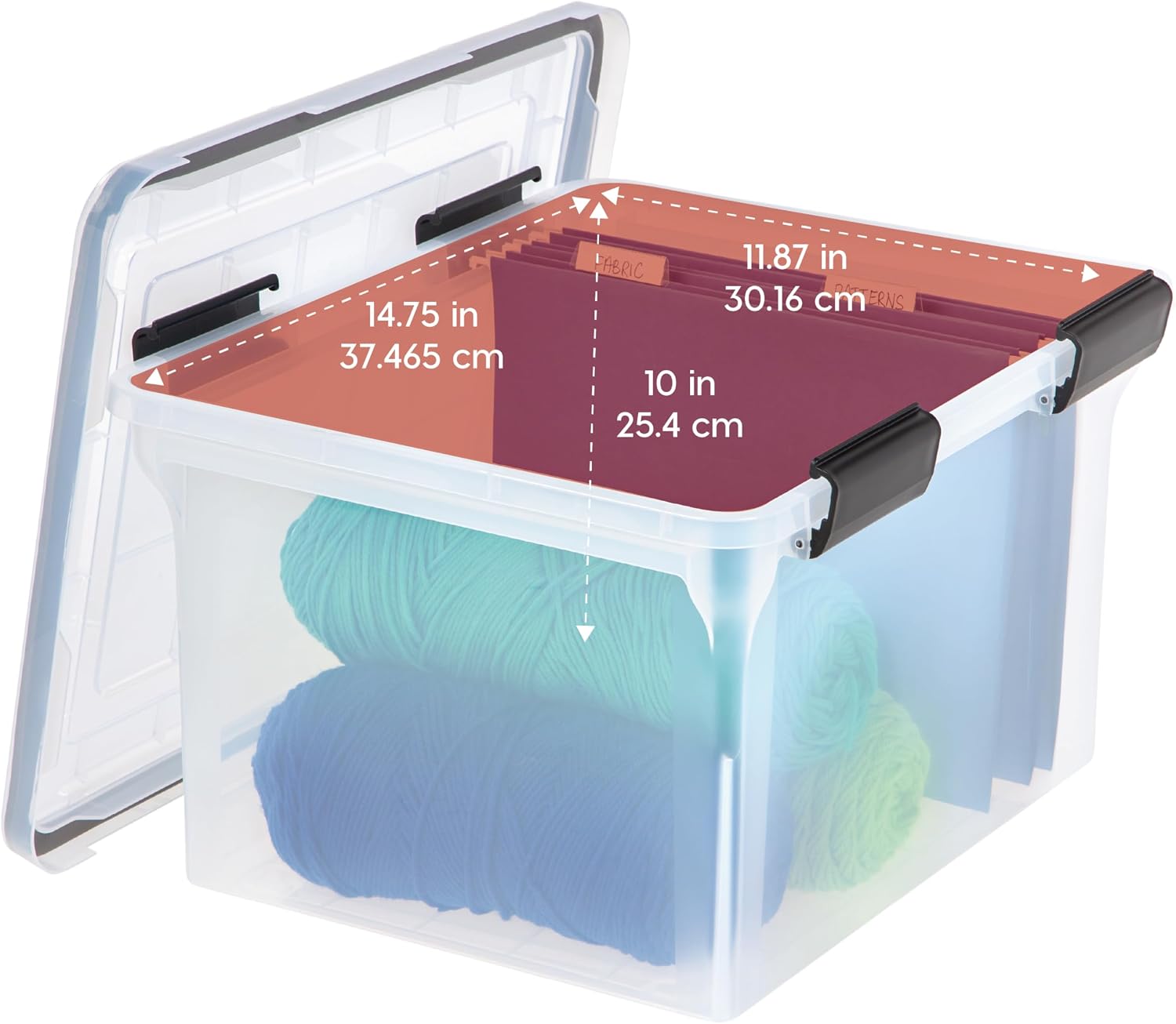 IRIS USA 5-Pack 44 Qt. Letter File Box with Hinged Lid, Clear | Protect important documents, letter and legal files with secure storage for home offices, moving, and long-term organization