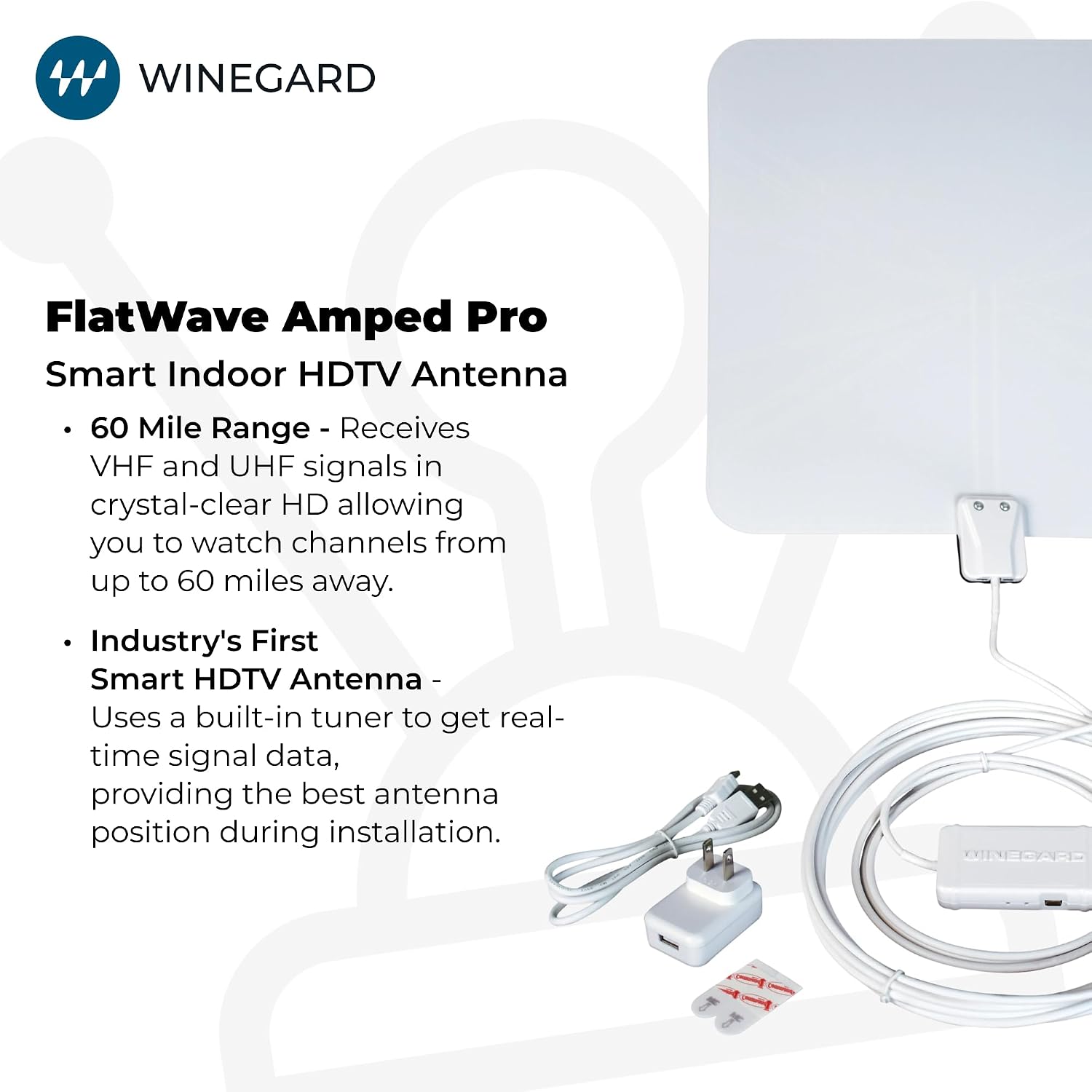 Winegard FL-5000 Indoor HD Antenna FlatWave - Non-Amplified VHF/UHF Indoor TV Antenna-Over-the-Air Reception-40 Mile Range-NextGen TV Compatible Ultra-Thin-Dual Color Easy Setup-For Metro Areas