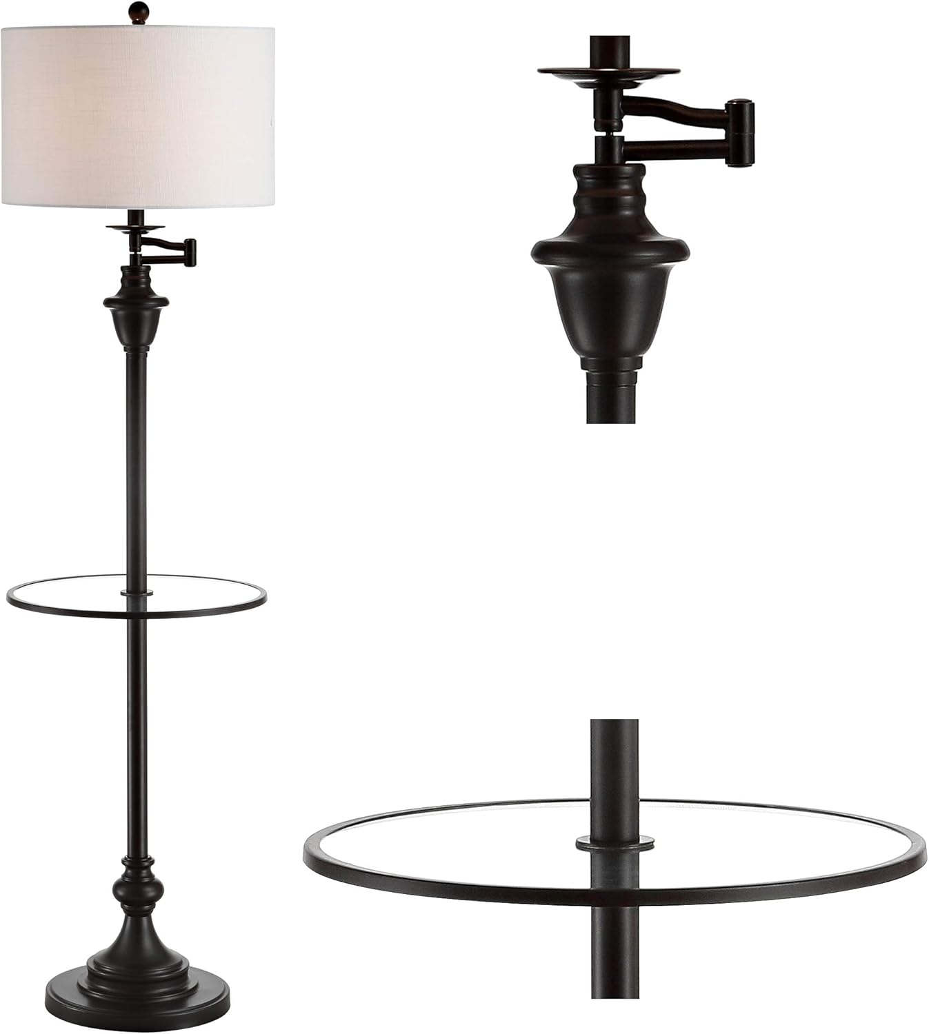 JONATHAN Y Cora 60" Metal Swing Arm Floor Lamp, Oil Rubbed Bronze/Clear