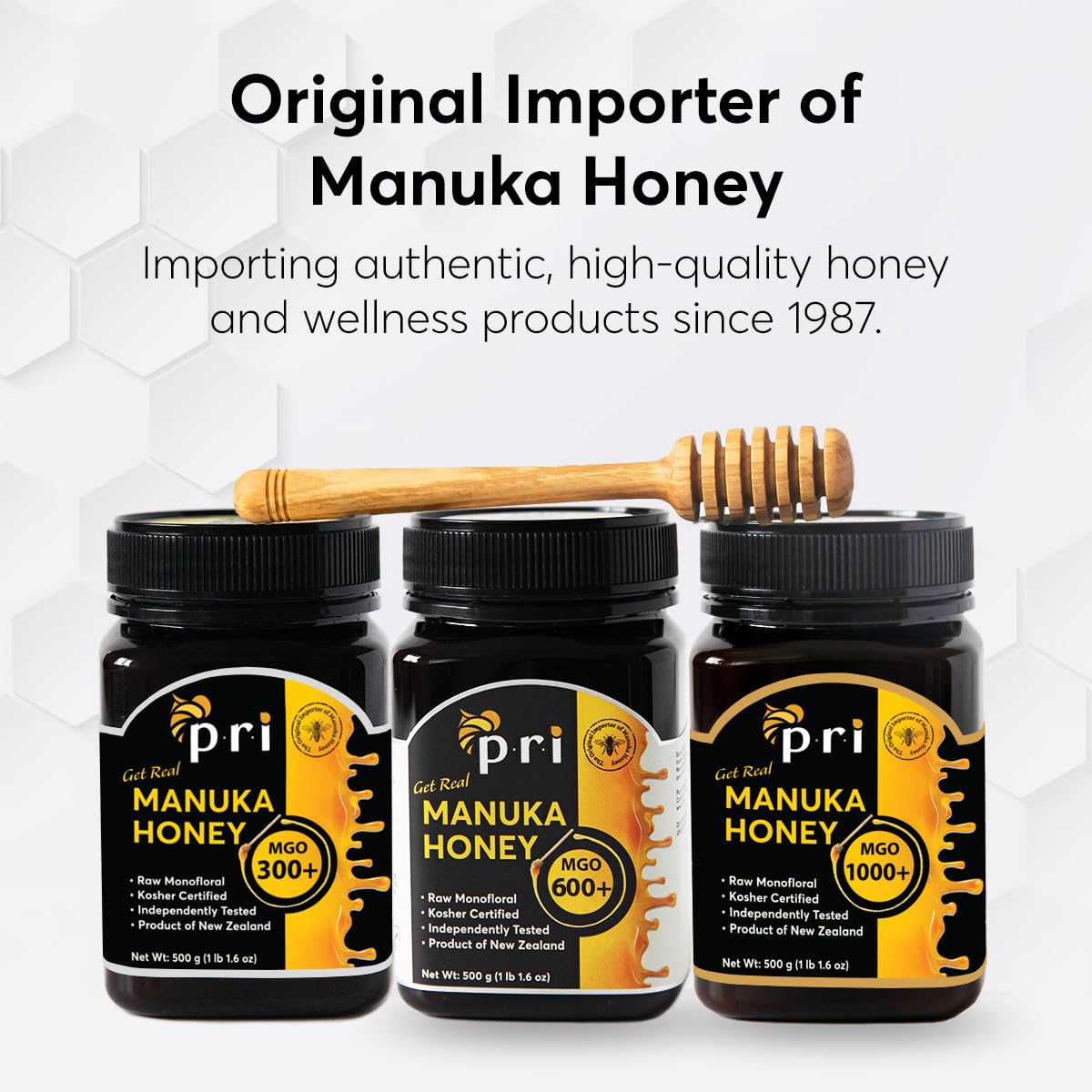 P.R.I Manuka Honey MGO 200+ (500g/1.1lb) | Monofloral Raw New Zealand Honey, Cool‑Processed & 100% Traceable